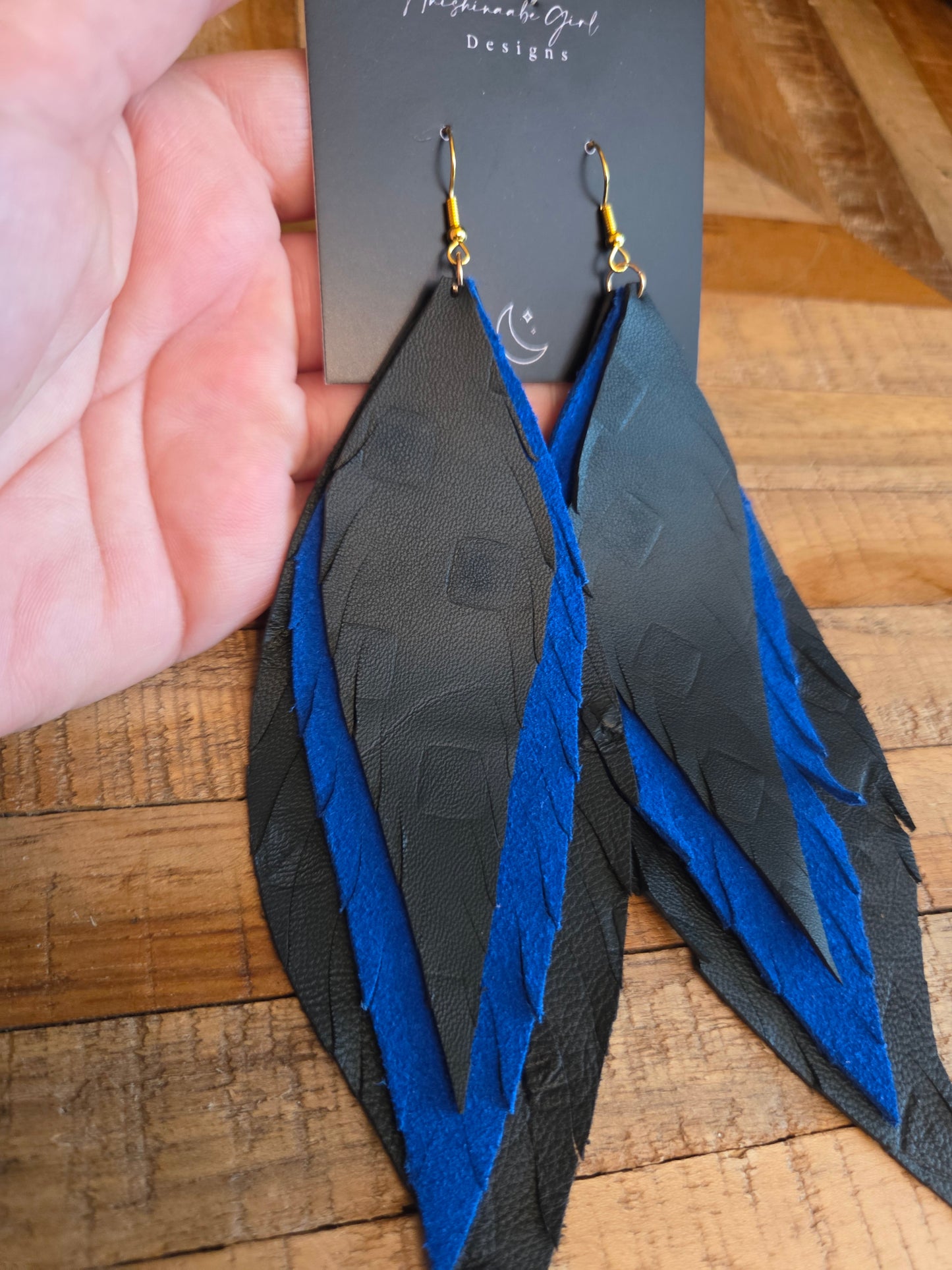Leather Feather Earrings