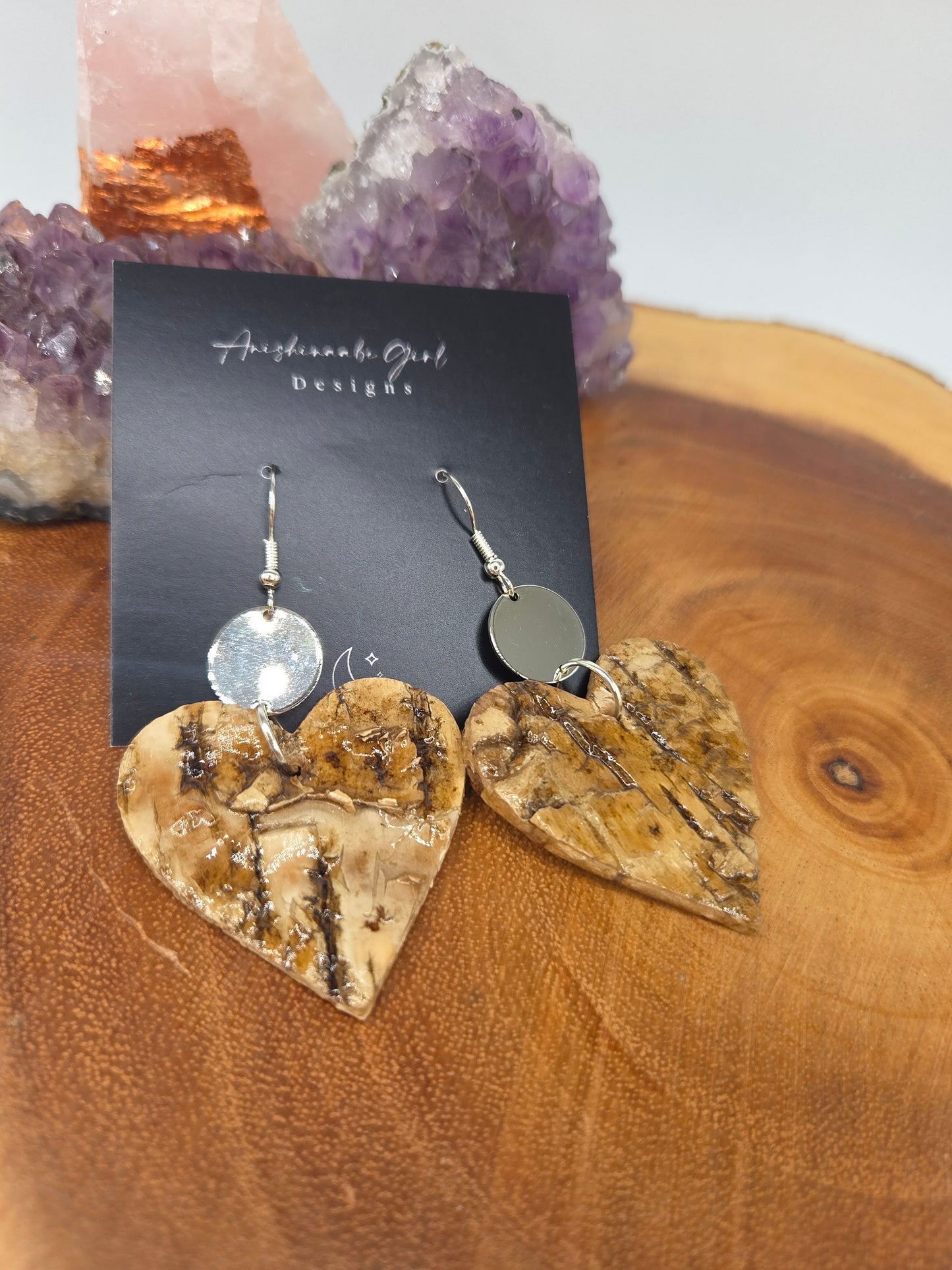 Birchbark Heart Earrings