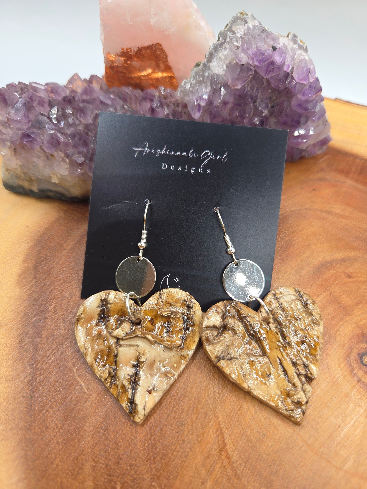 Birchbark Heart Earrings