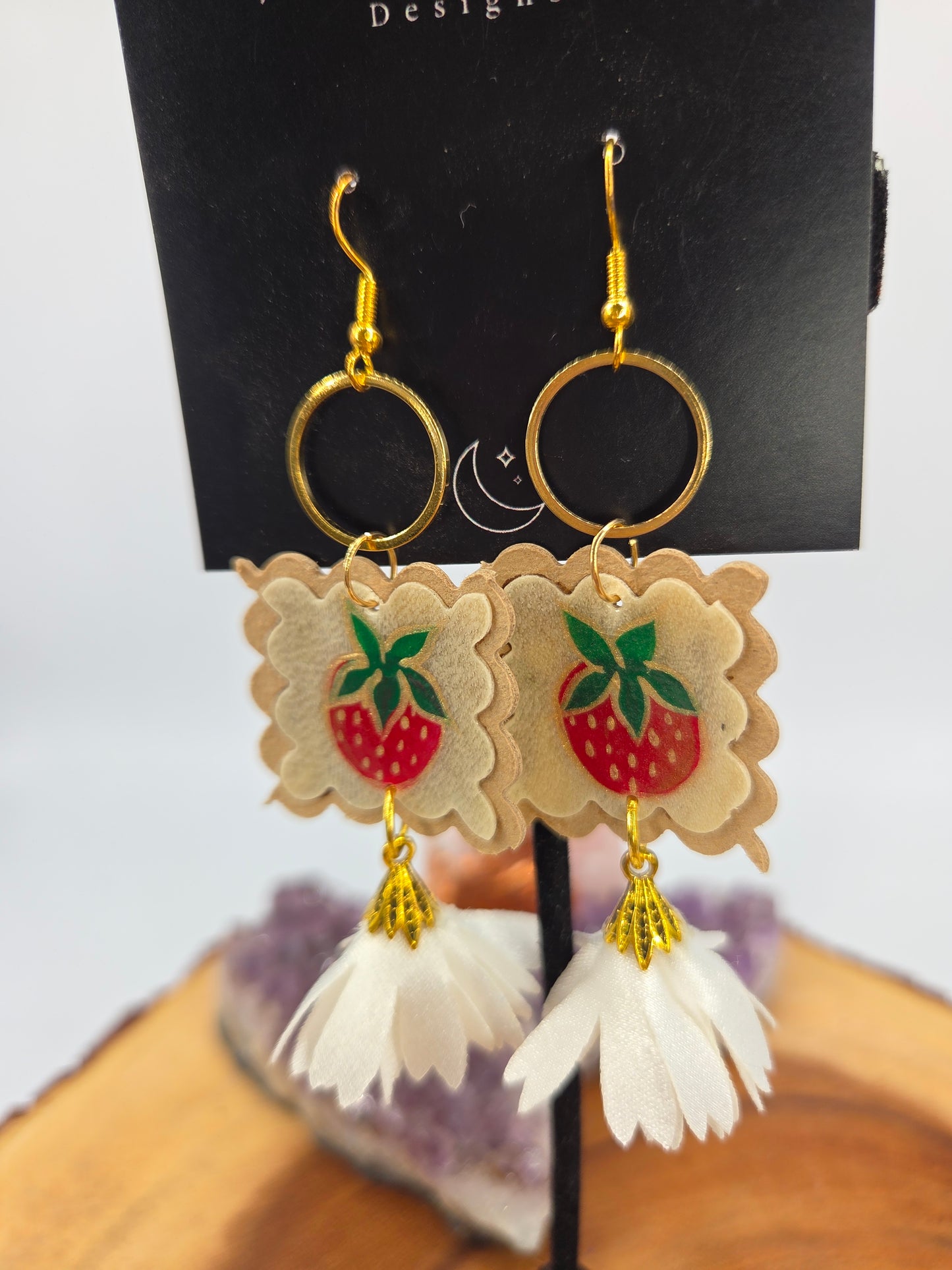 Painted Strawberry Parfleche Earrings