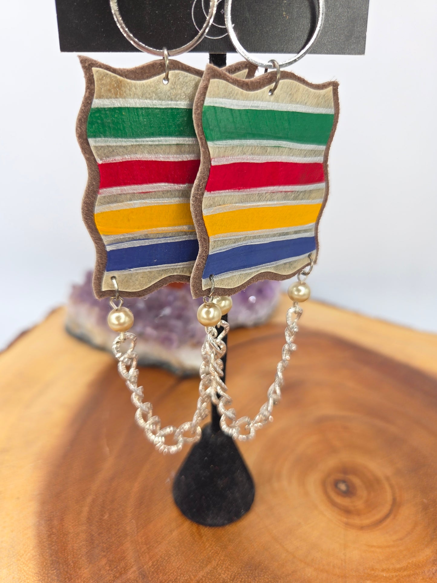 Handpainted Rawhide HBC inspired earrings