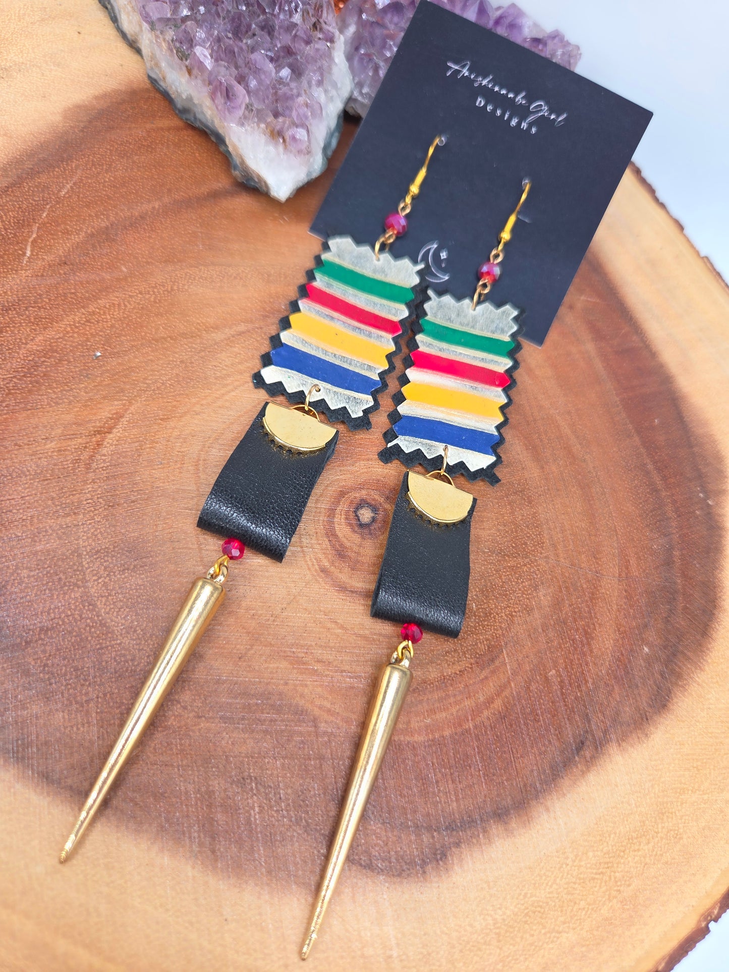 Handpainted Rawhide HBC inspired earrings