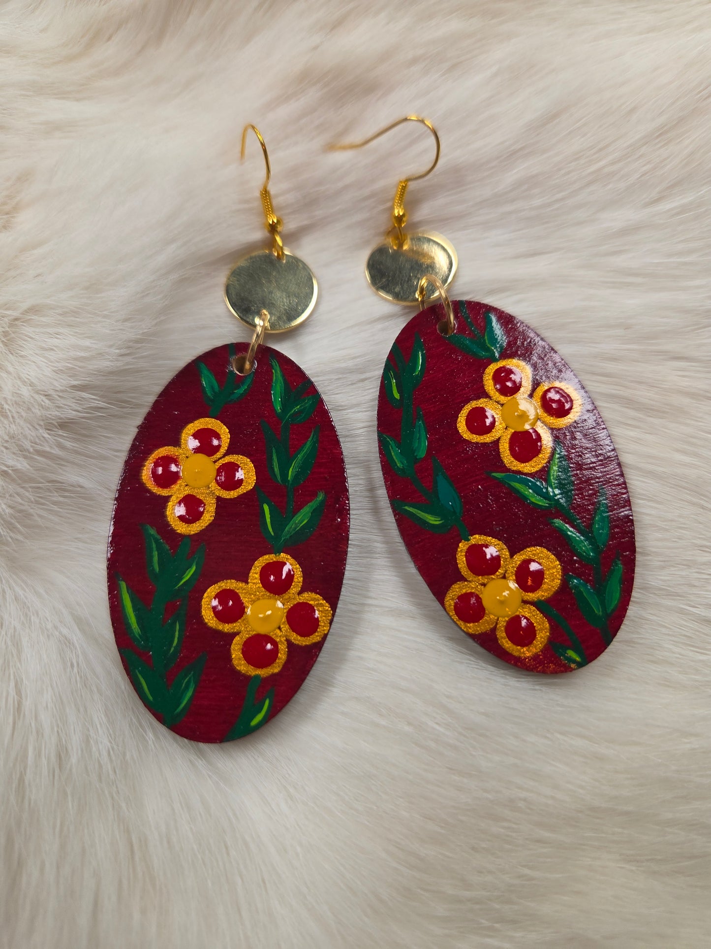Floral Painted Earrings
