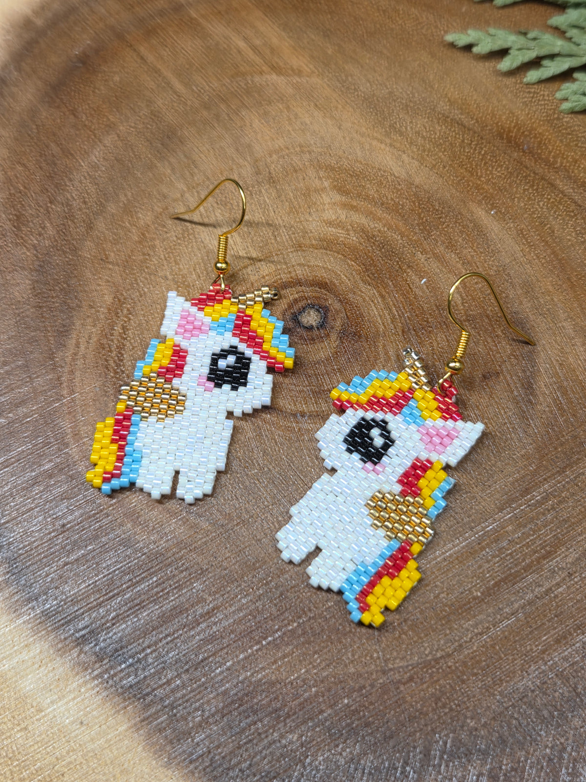 Unicorn Beaded Earrings by Blending Beadz
