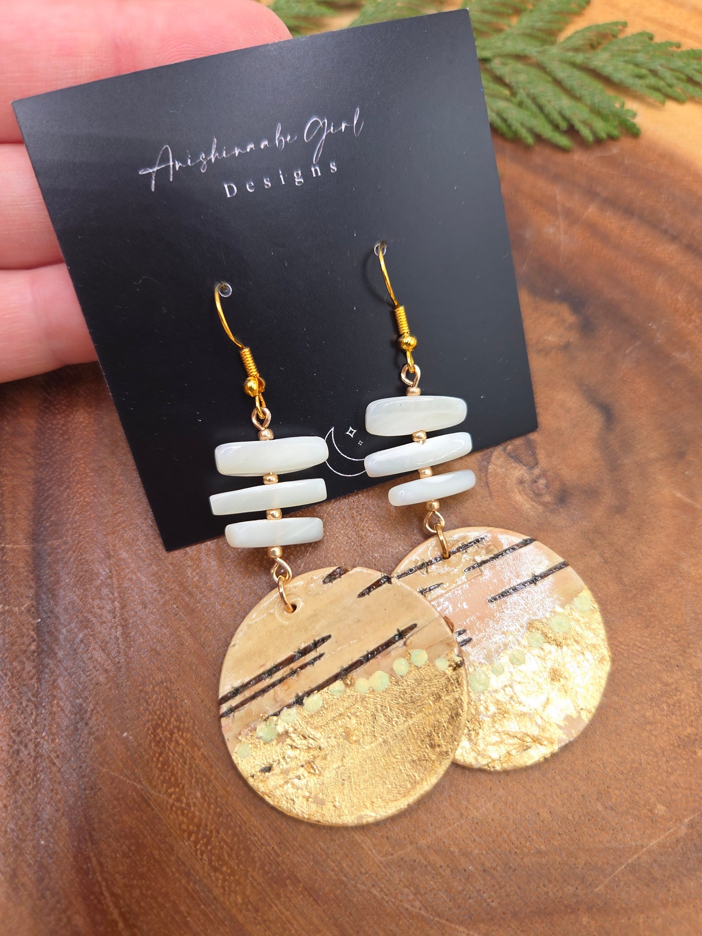 Birchbark & Shell Earrings