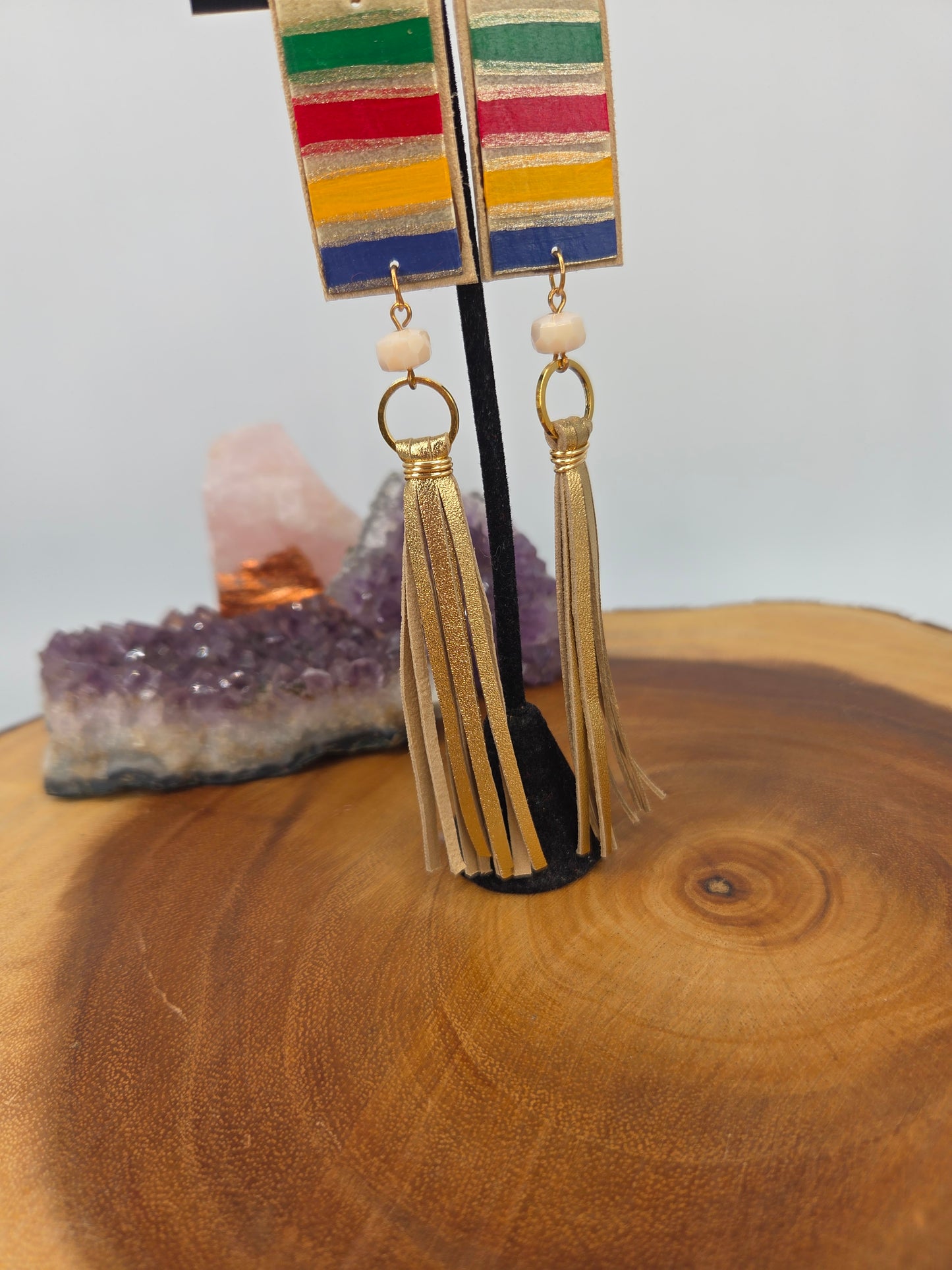 Handpainted Rawhide HBC inspired earrings