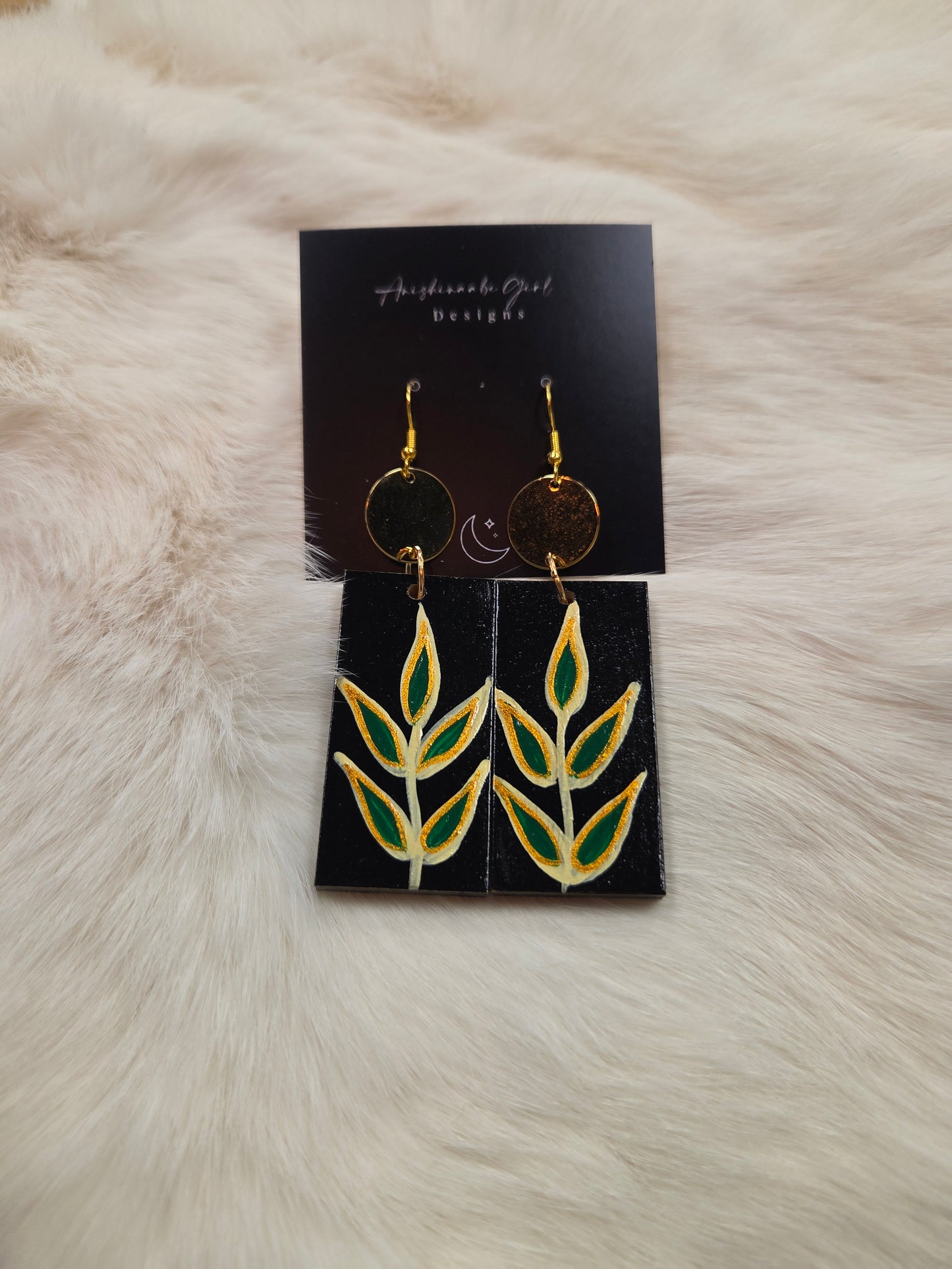 Floral Leaf Painted Earrings