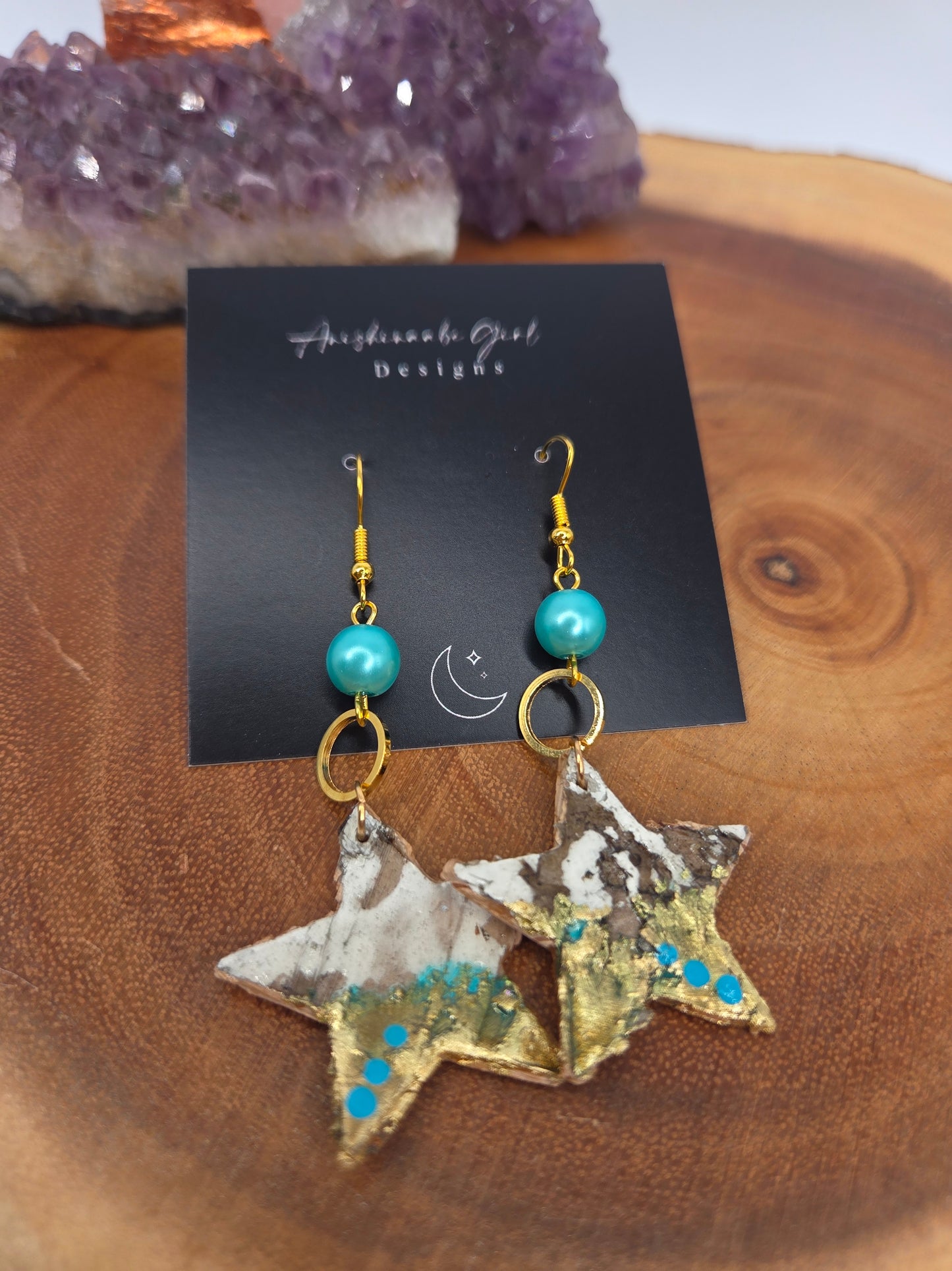 Birchbark Star EarringsBlue