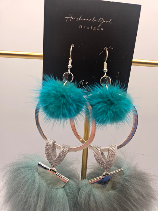 Anishinaabe Girl Designer Fox and Mink Fur Earrings