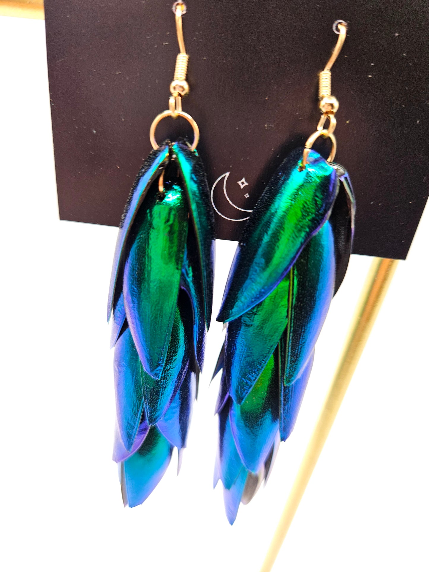 Beetle Wing Earrings Long