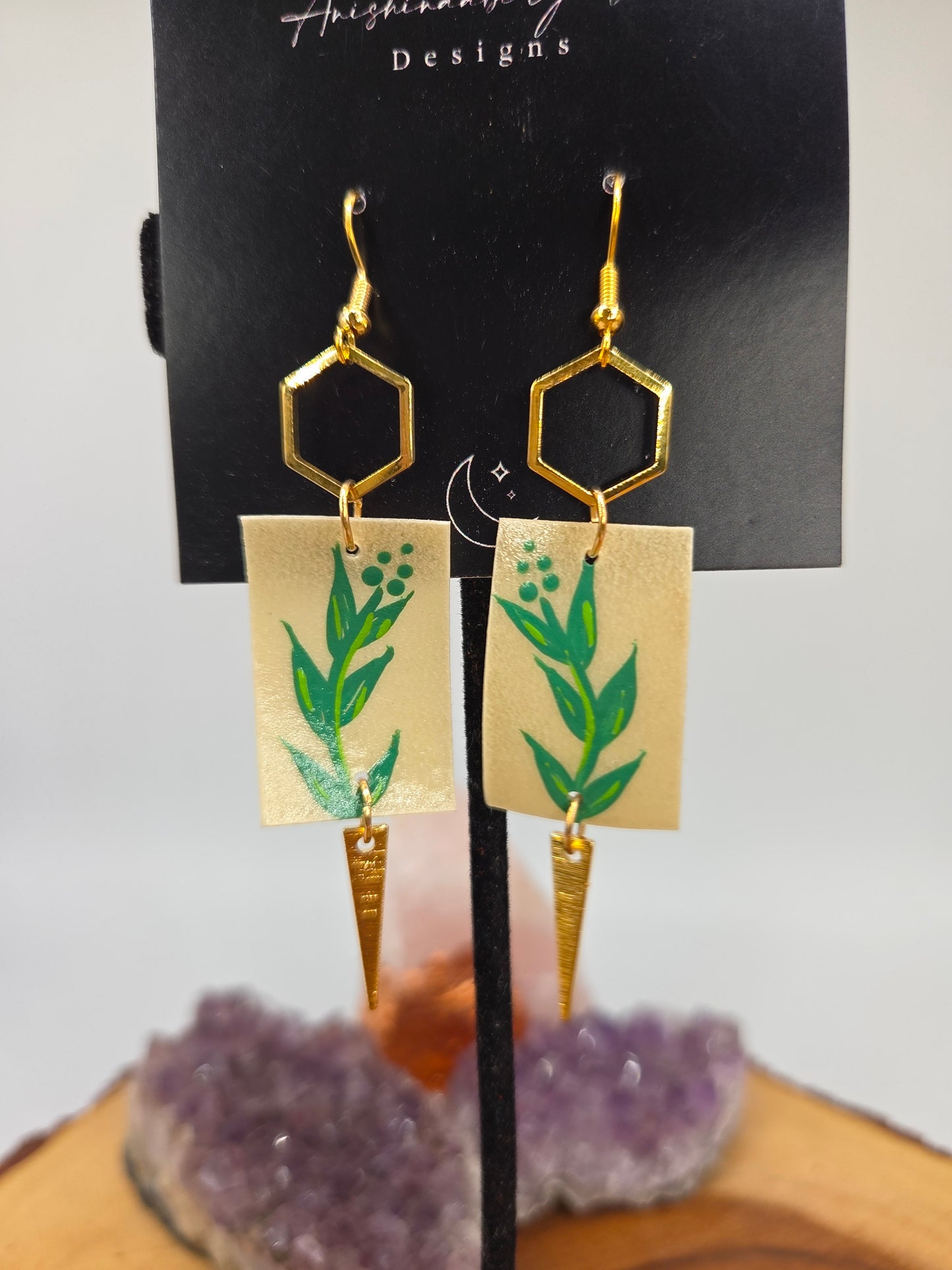 Painted Sage Parfleche Earrings