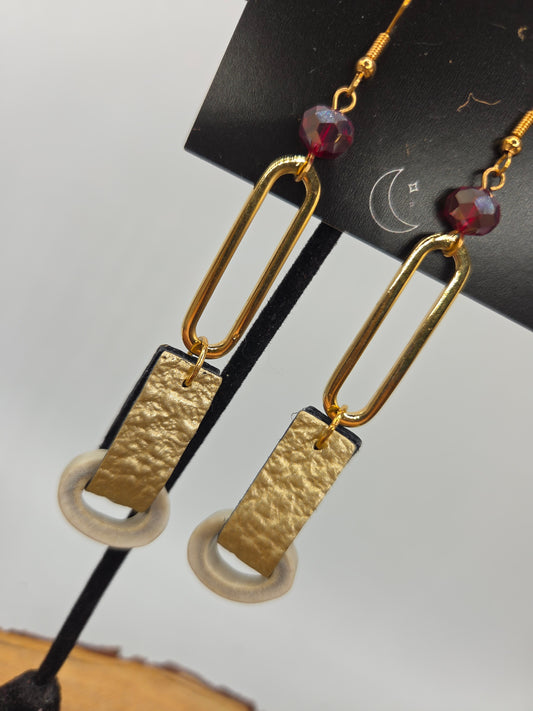 Caribou Antler and Leather Drop Earrings