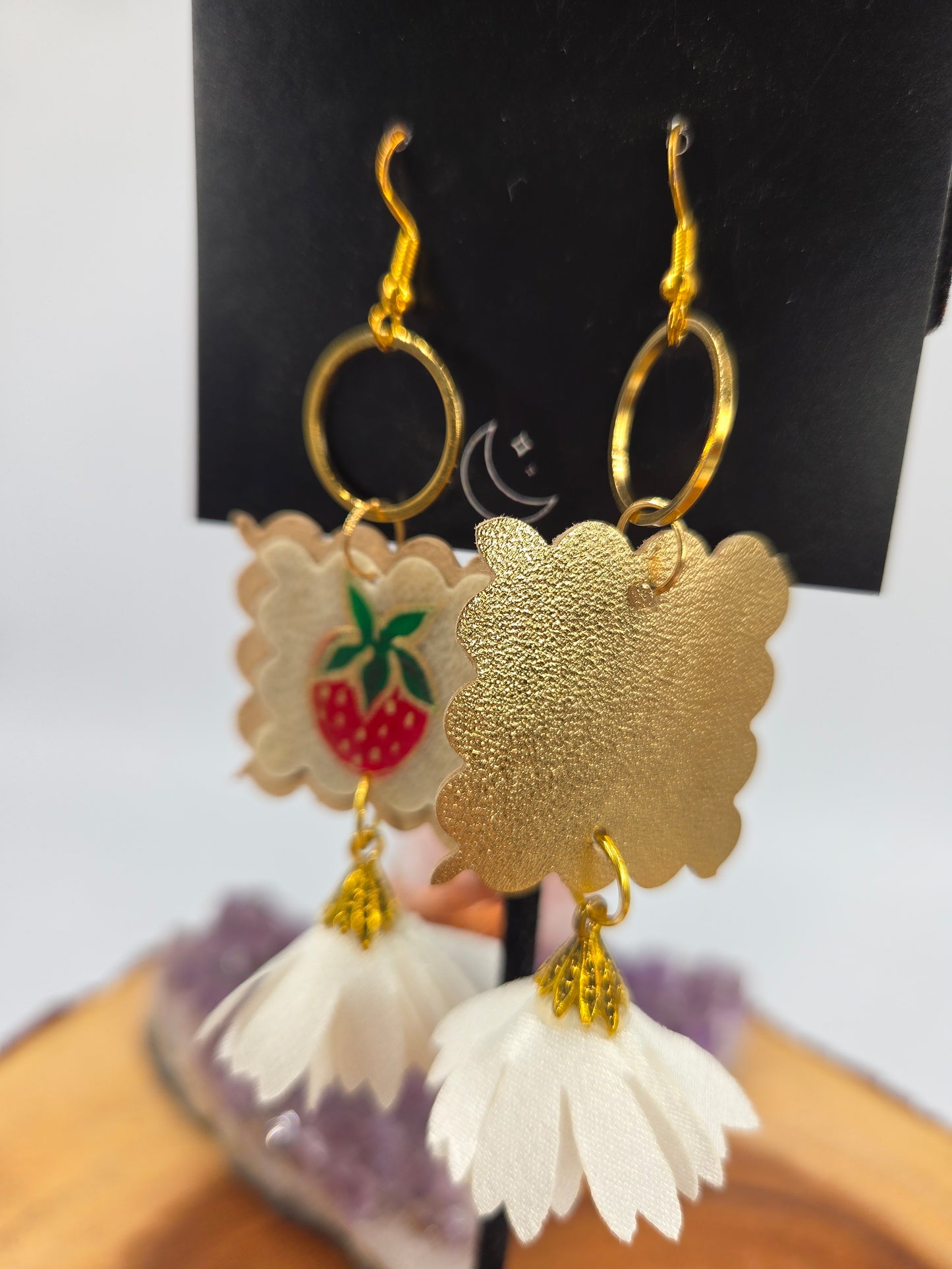 Painted Strawberry Parfleche Earrings