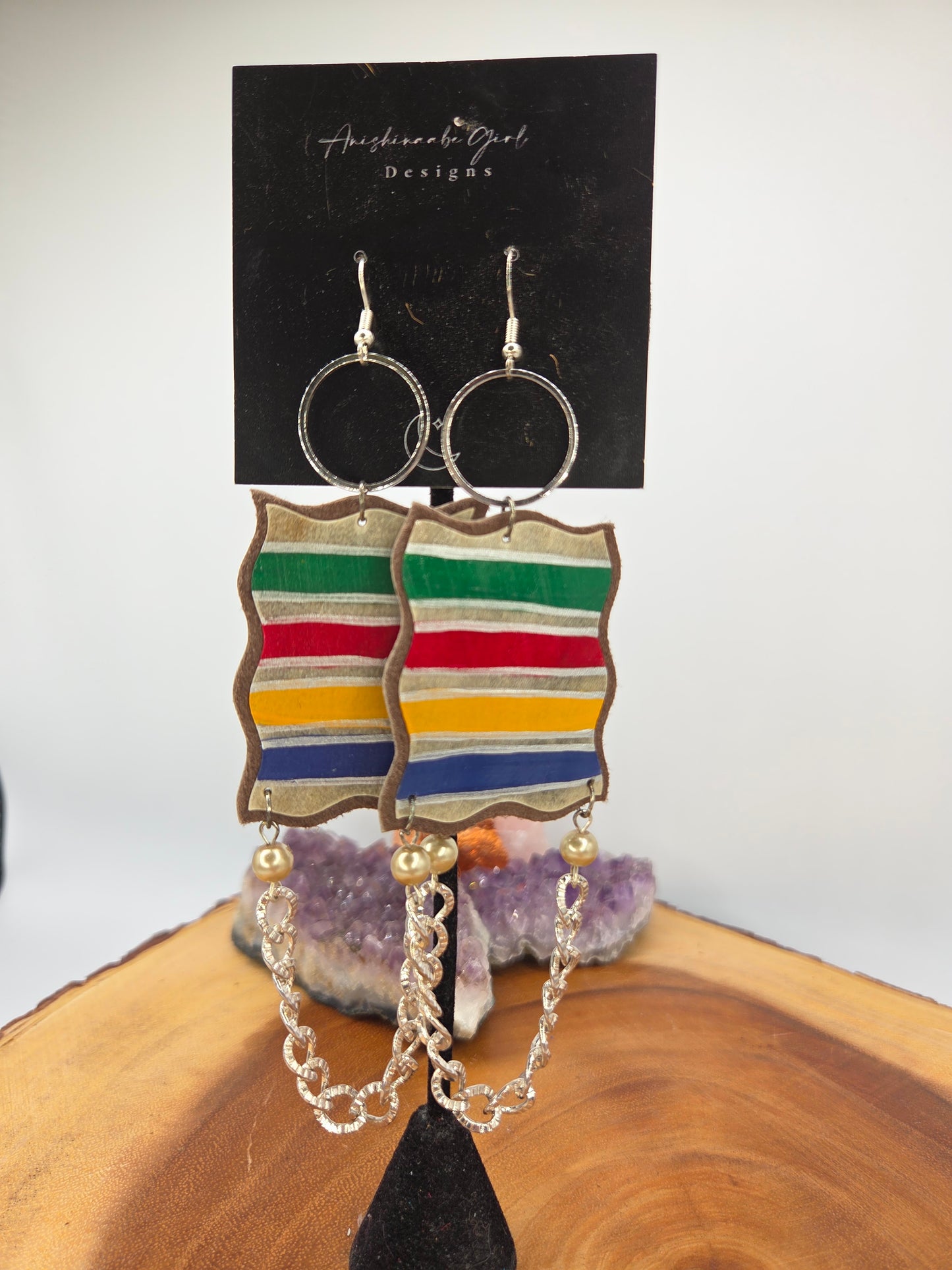 Handpainted Rawhide HBC inspired earrings