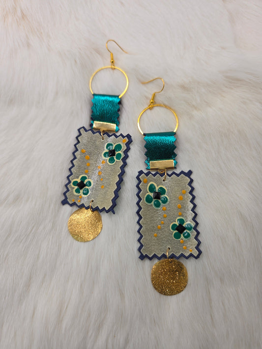Parfleche Floral Painted Earrings