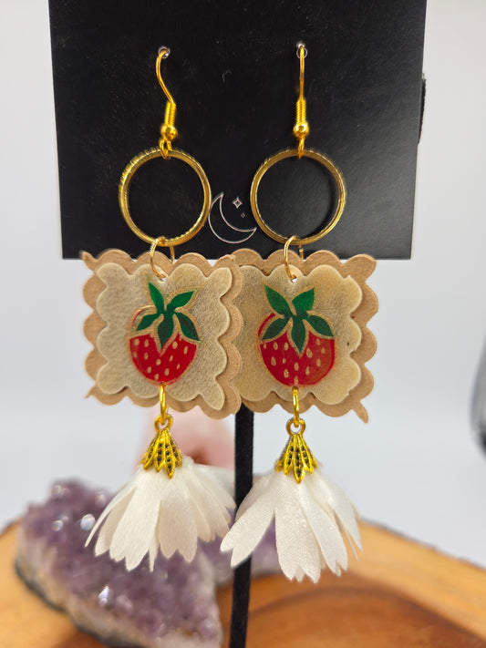 Painted Strawberry Parfleche Earrings