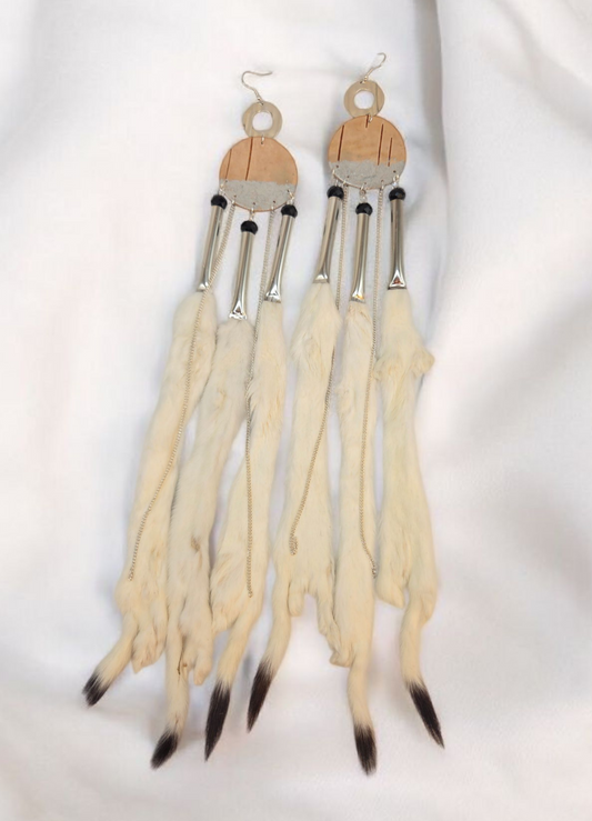 Boujee Weasel and Silver Gilded Birchbark Earrings
