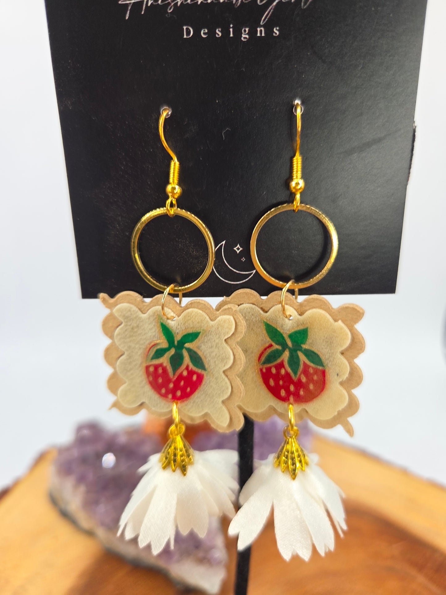 Painted Strawberry Parfleche Earrings