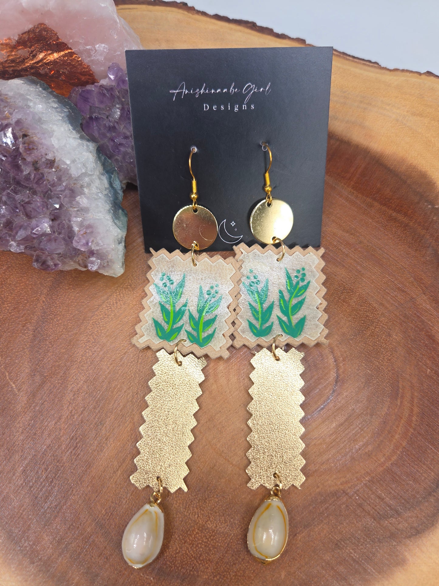 Painted Sage Parfleche Earrings