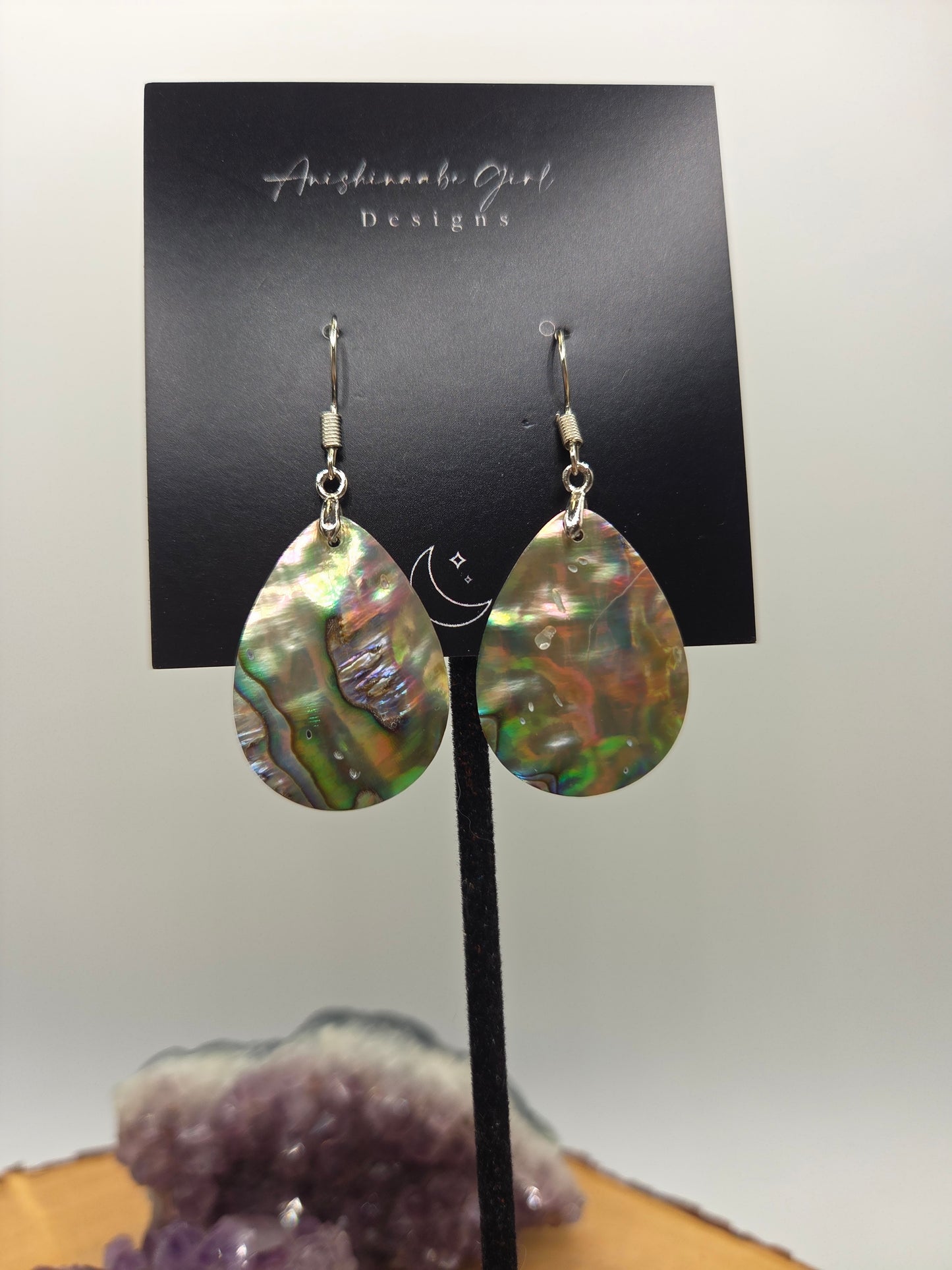 Abalone Shell Earrings Teardrop