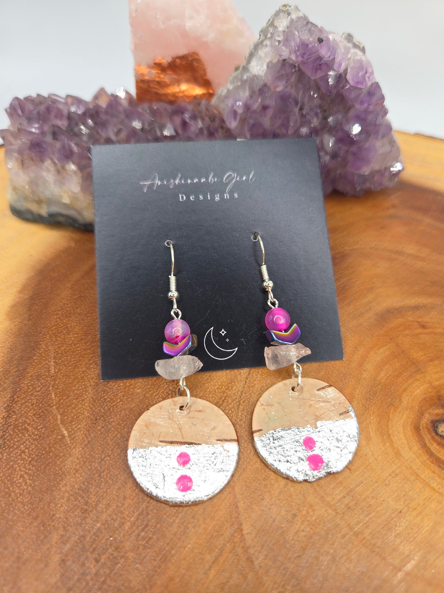 Pink Birchbark Earrings