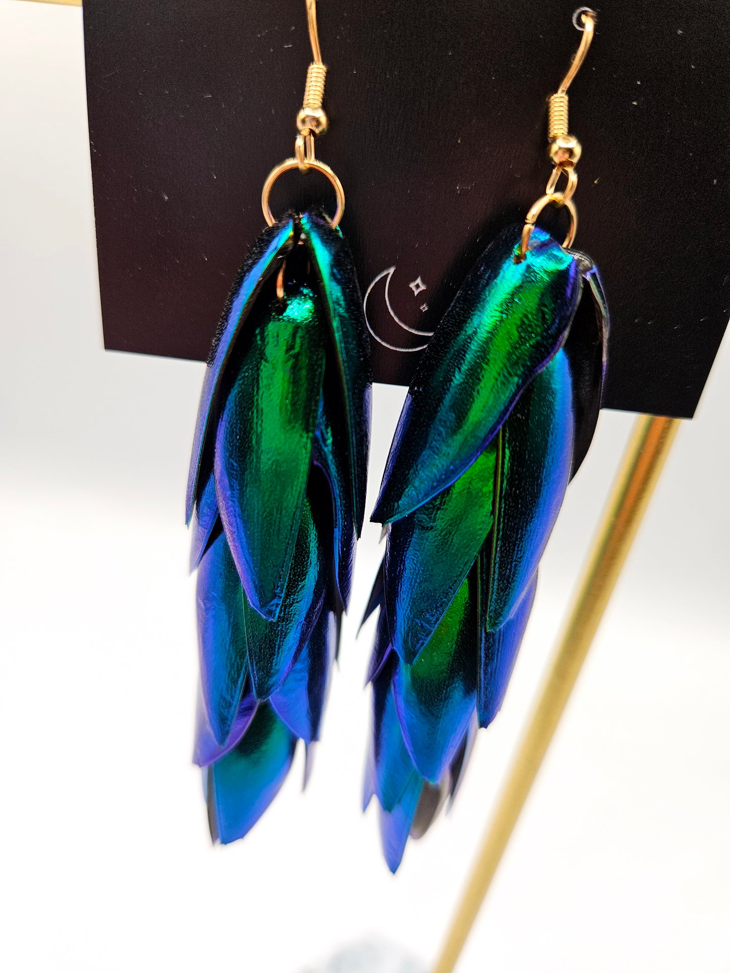 Beetle Wing Earrings Long