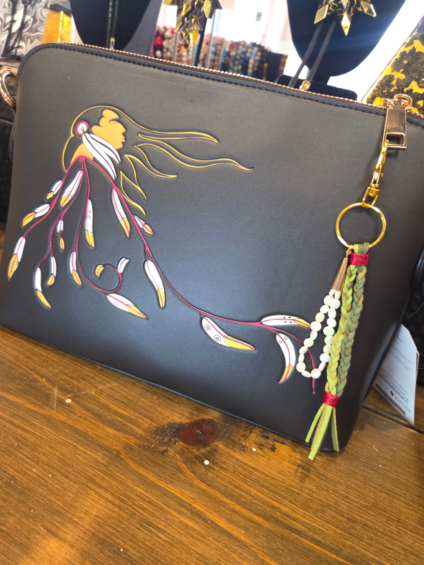 Leather Braided Keychain & Purse Charm by Chel and Bead