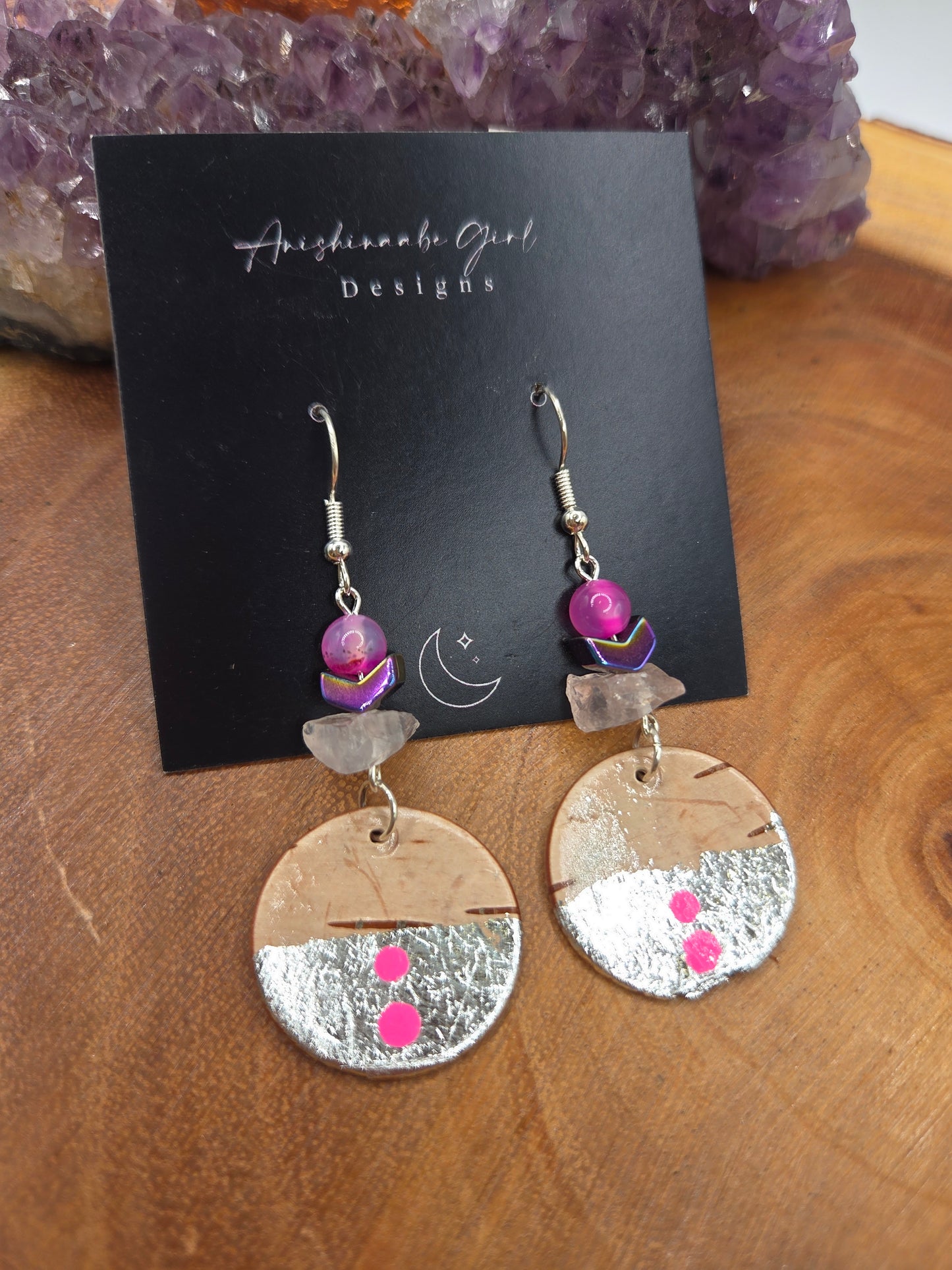 Pink Birchbark Earrings