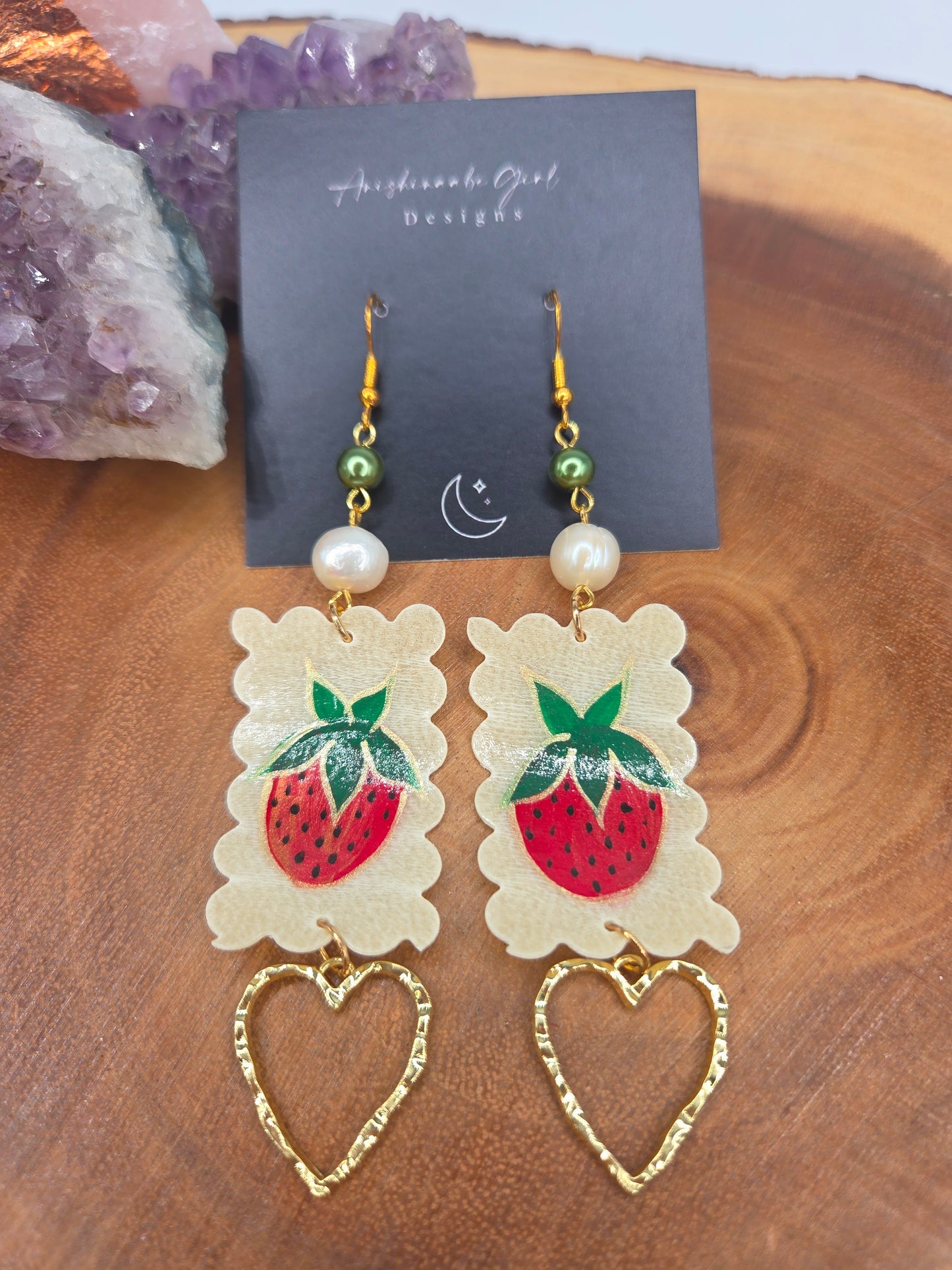 Parfleche Strawberry Painted Earrings