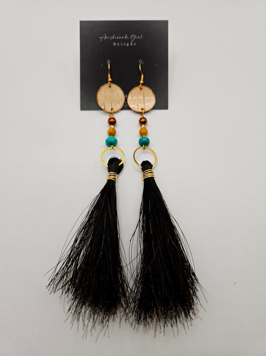 Black Horsehair and Birchbark  Earrings