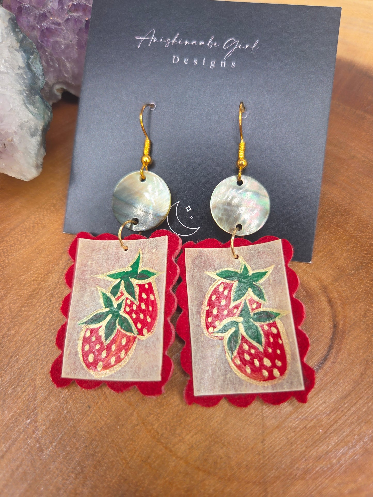Painted Strawberry Parfleche Earrings