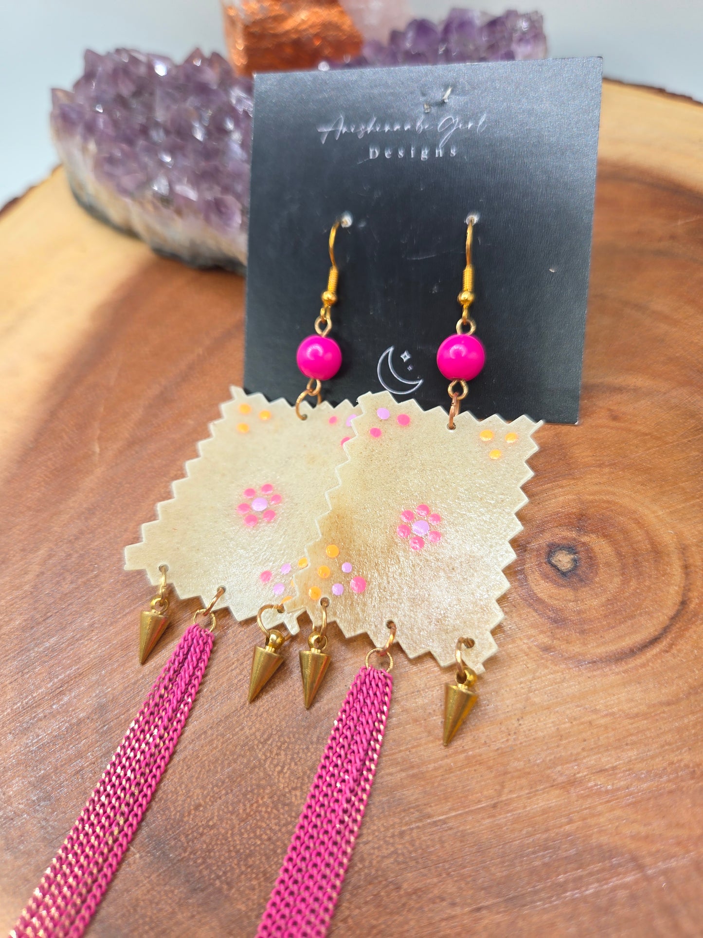Neon parfleche chandelier Earrings