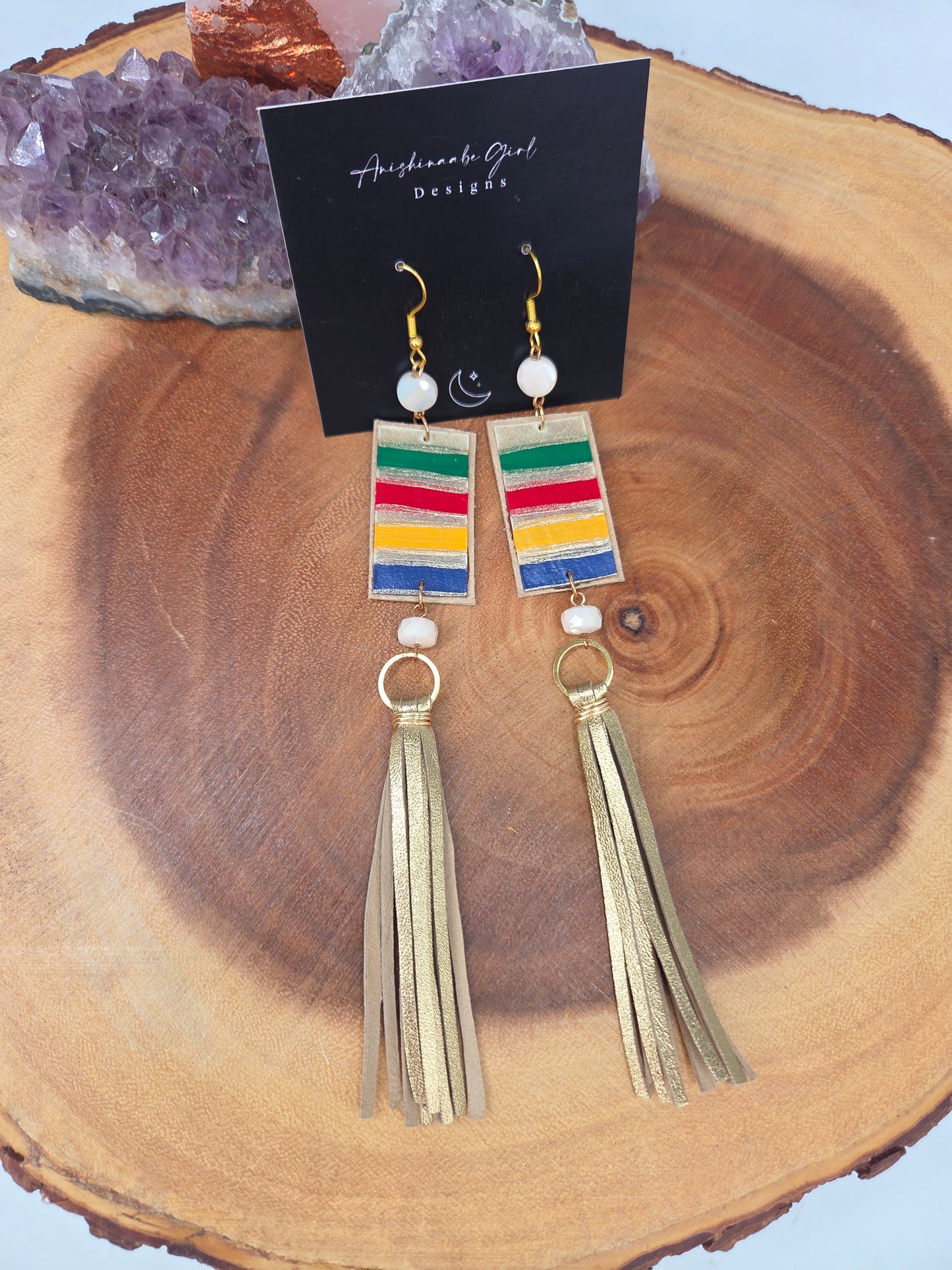 Handpainted Rawhide HBC inspired earrings