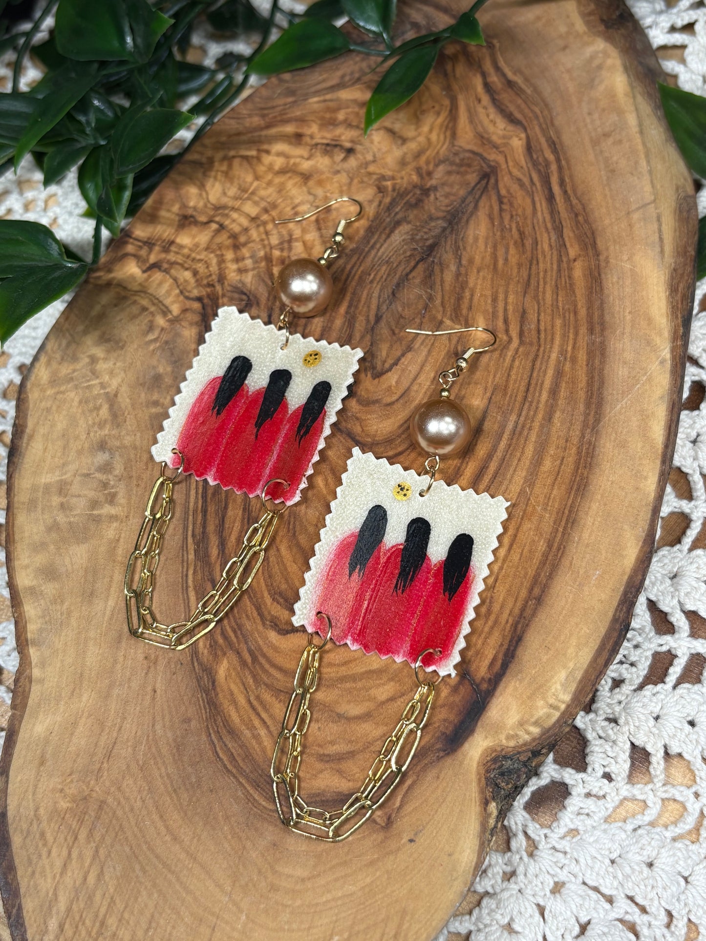 Red Dress Parfleche Earrings