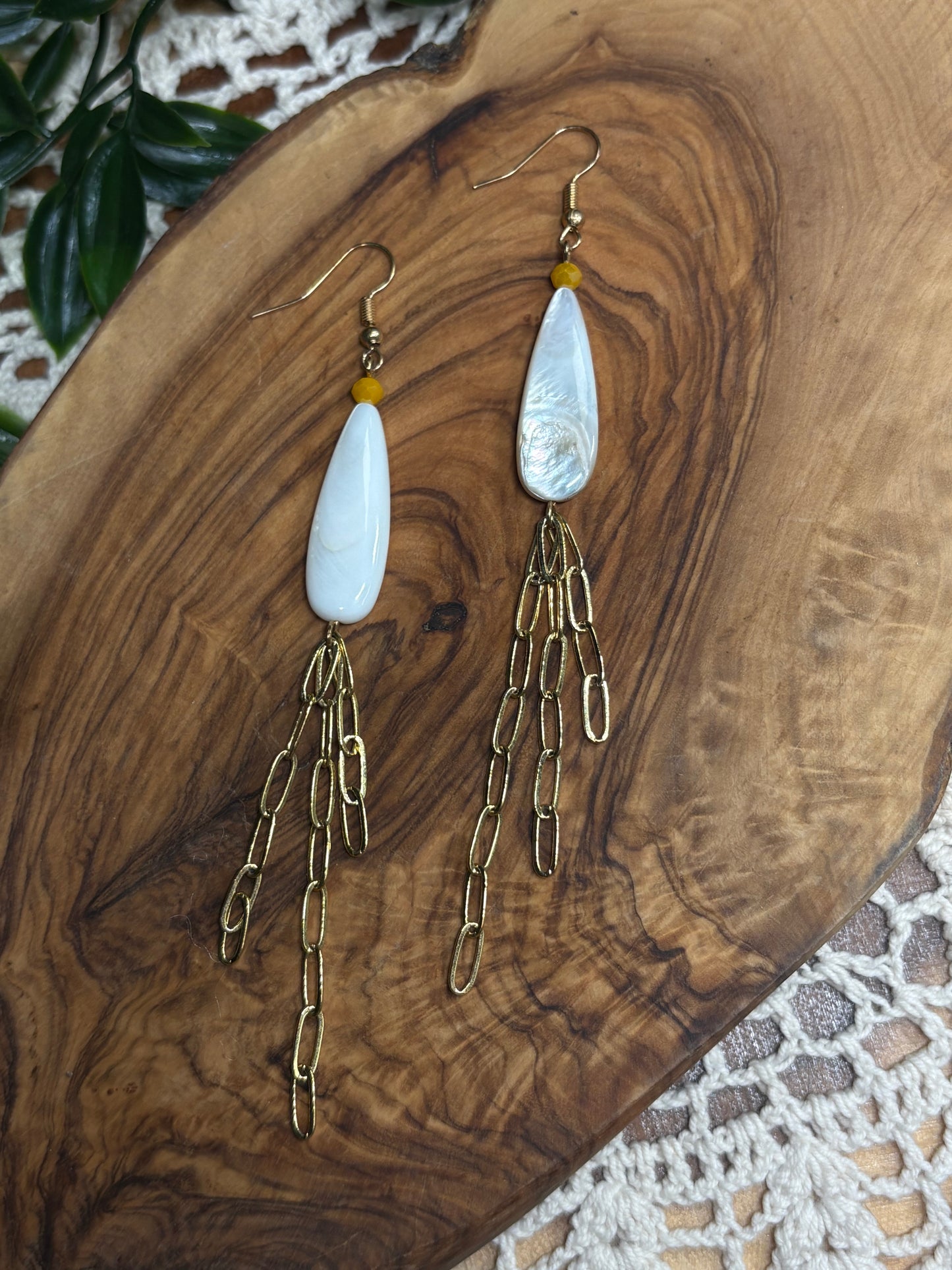 Gold Shell Drop Earrings