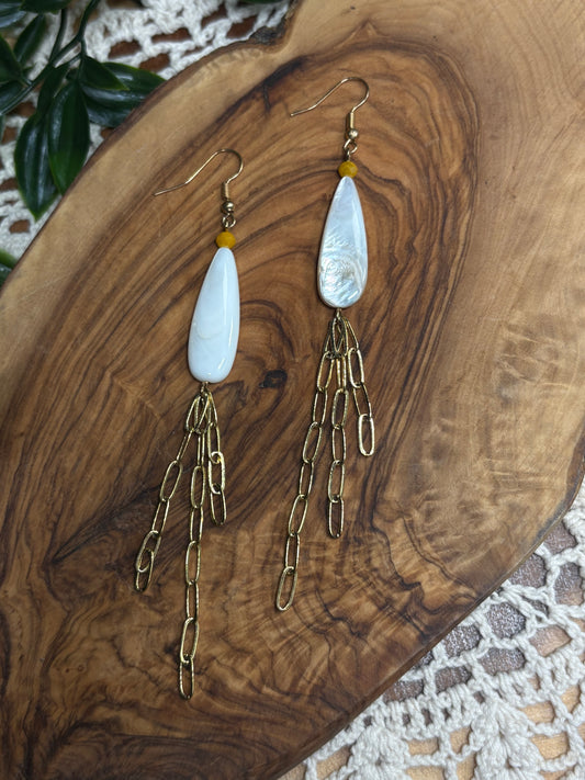 Gold Shell Drop Earrings