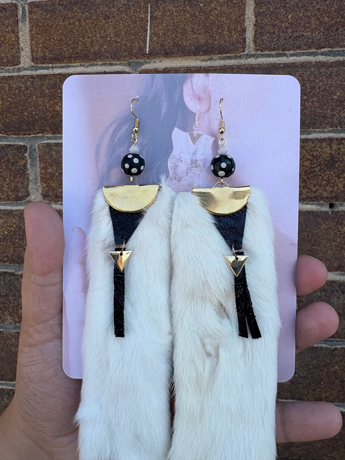 Ermine and Trade Bead Earrings