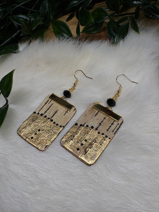 Black & Gold Birchbark Earrings