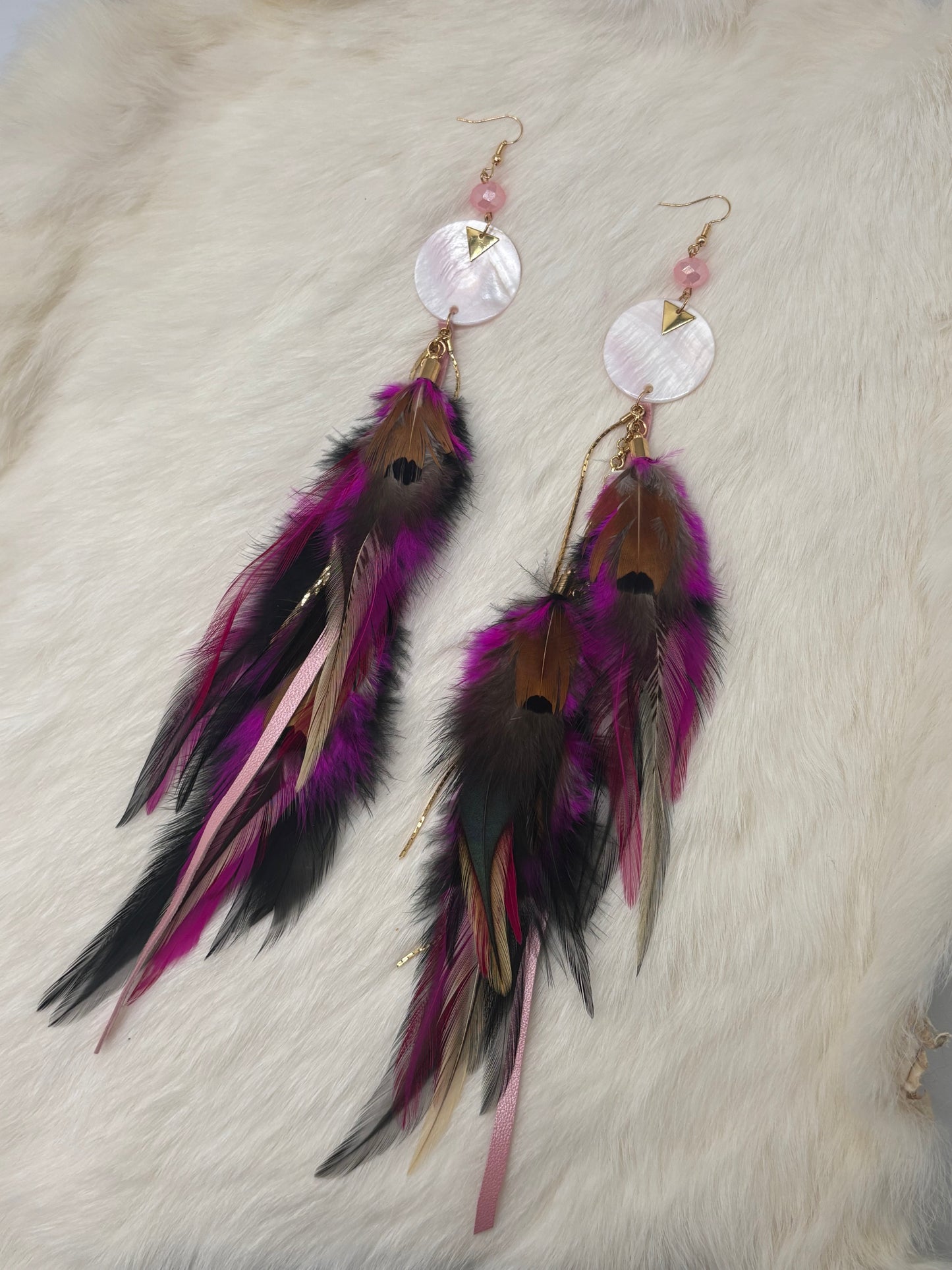 Midnight Rose Glam Feather Earrings