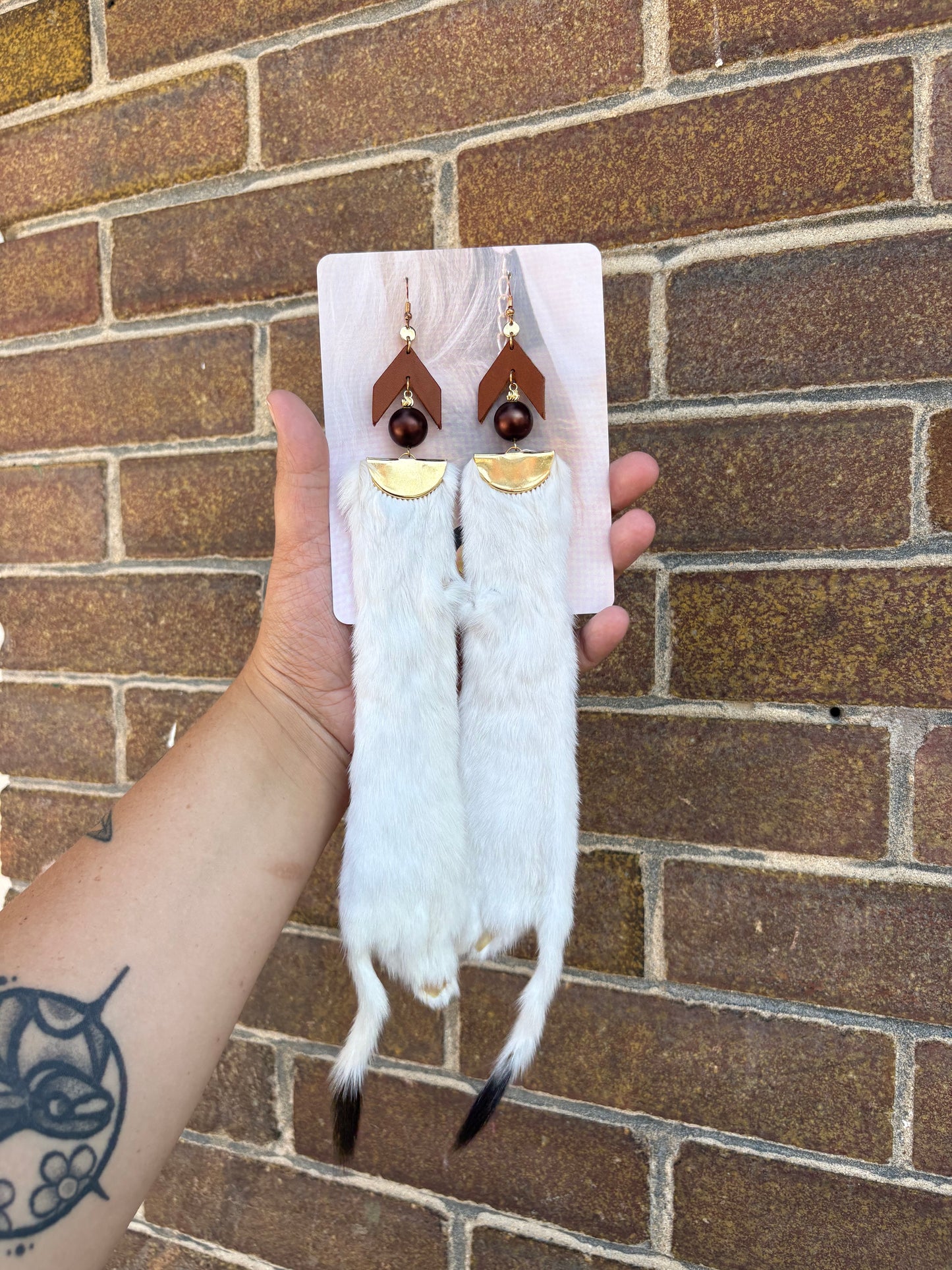 Leather and Ermine Earrings