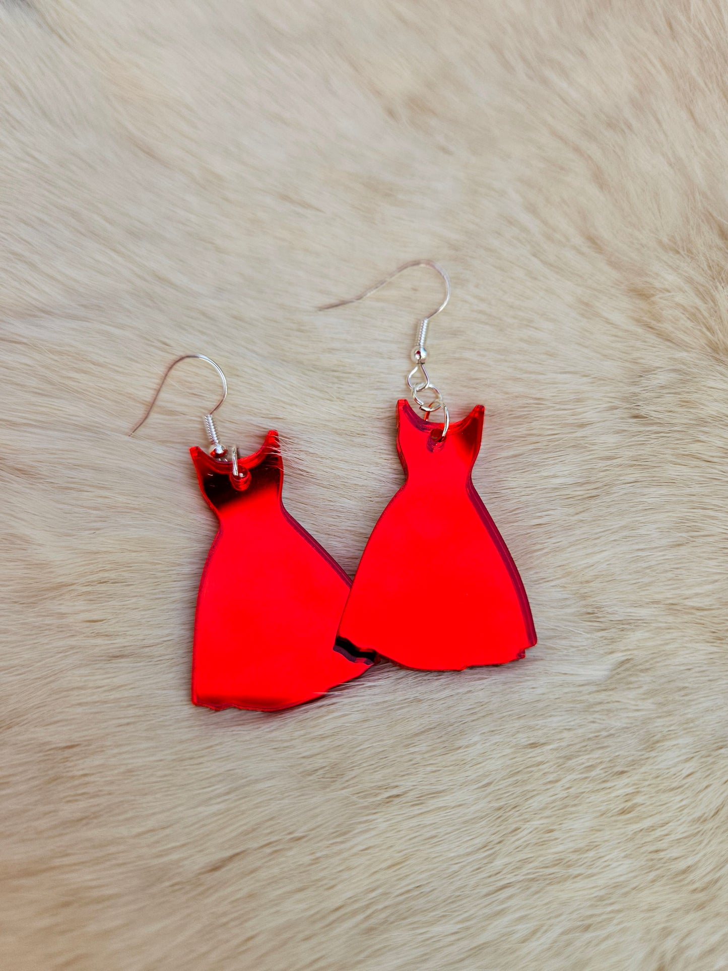 Red Dress Mirror Acrylic Earrings