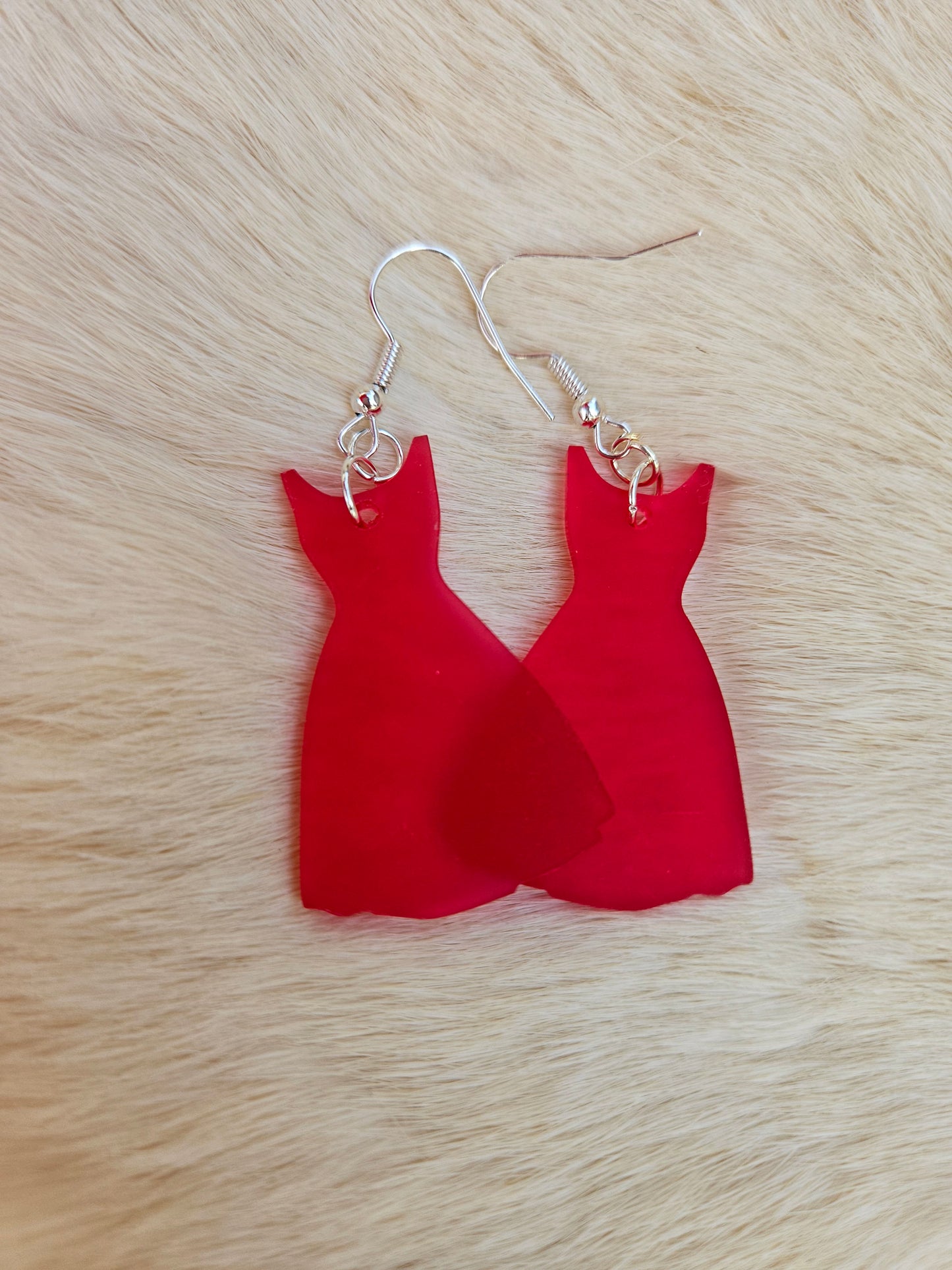 Red Dress Frosted Acrylic Earrings
