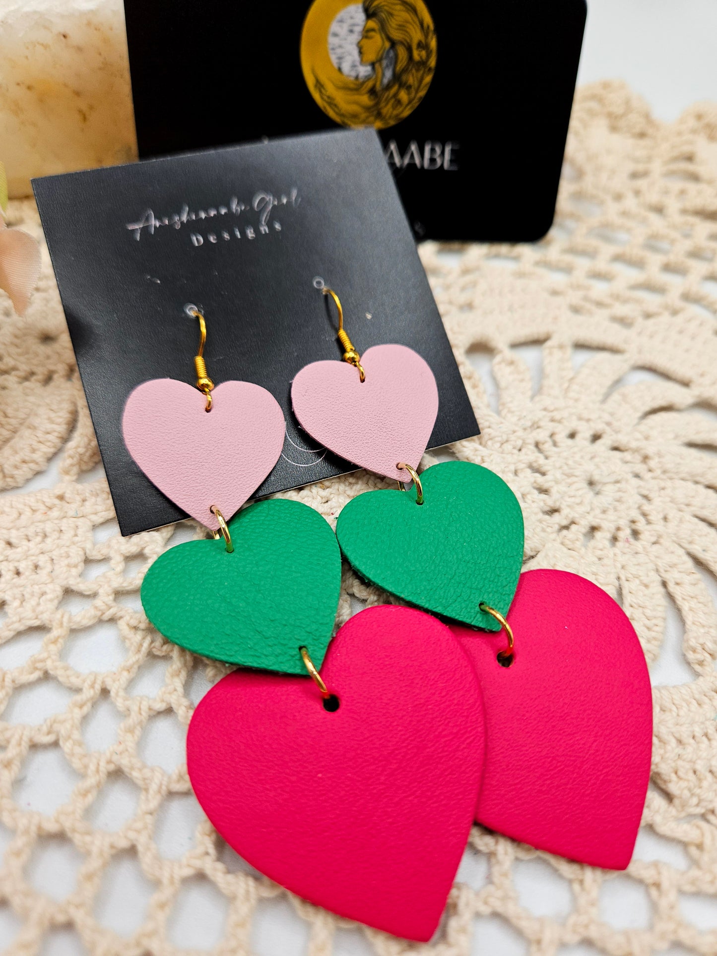 Leather Hearts Earrings