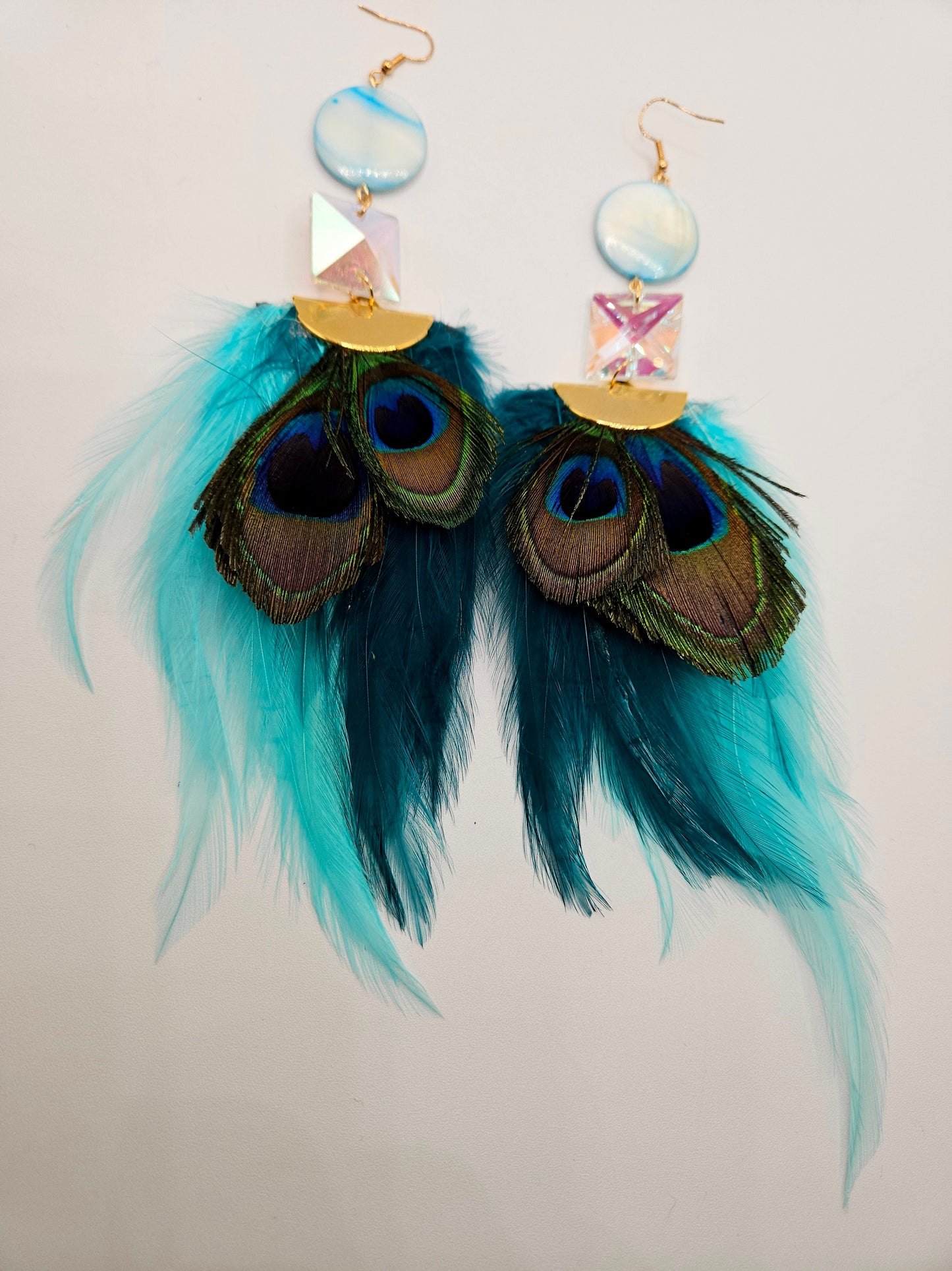 Turquoise Feather Earrings