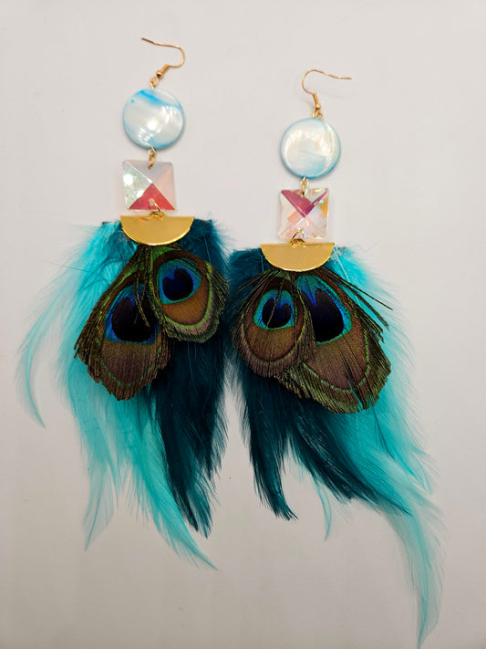 Turquoise Feather Earrings