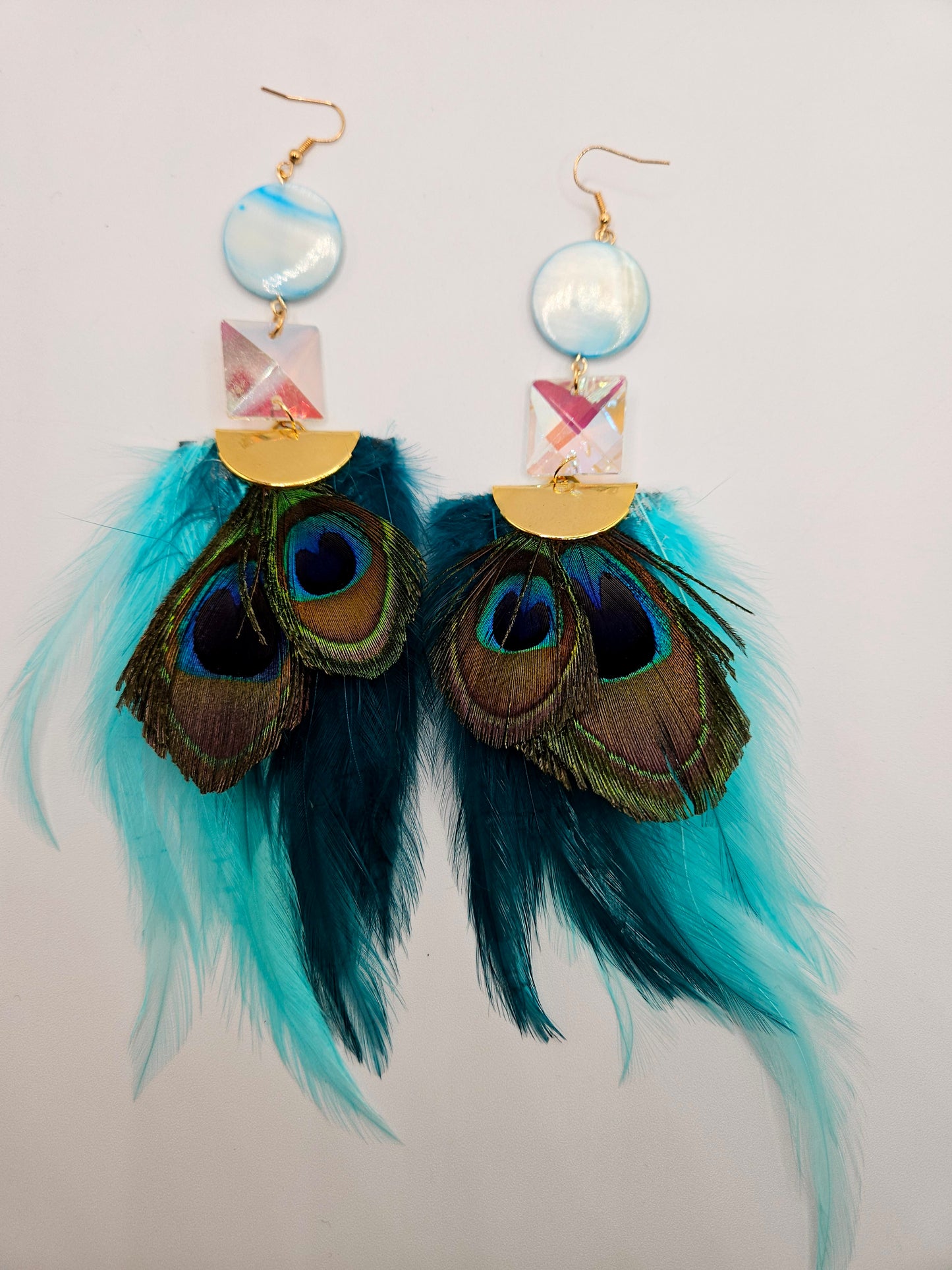 Turquoise Feather Earrings