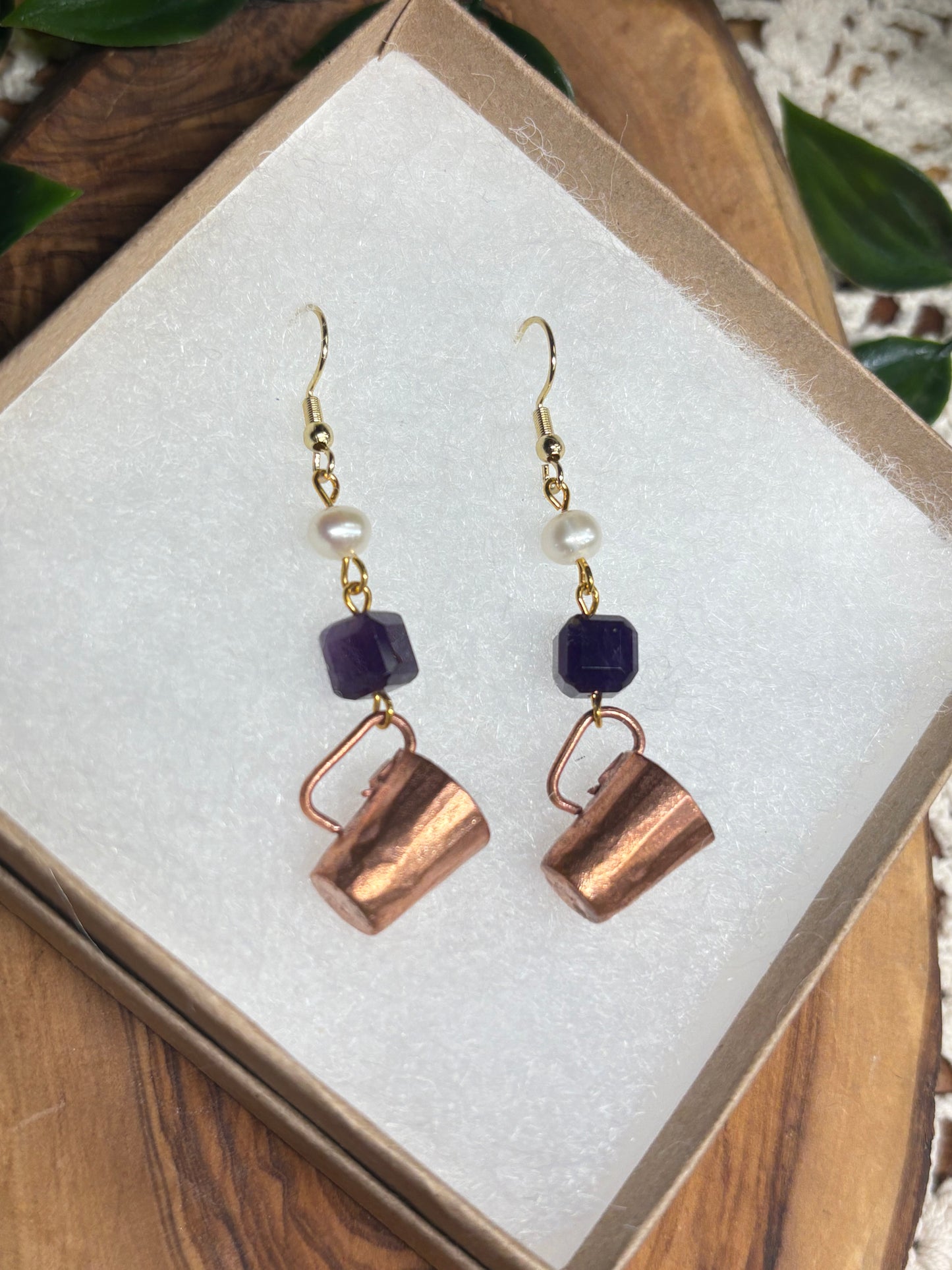 Amethyst Copper Cup Earrings