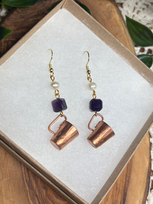 Amethyst Copper Cup Earrings