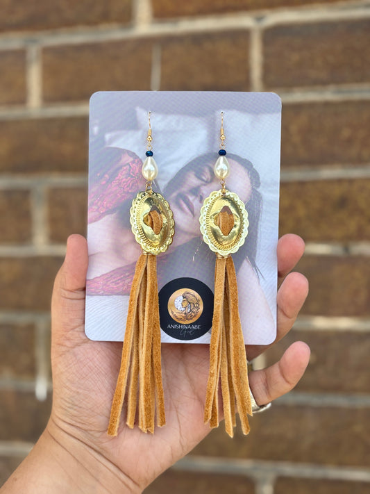 Concho Moose Hide Earrings
