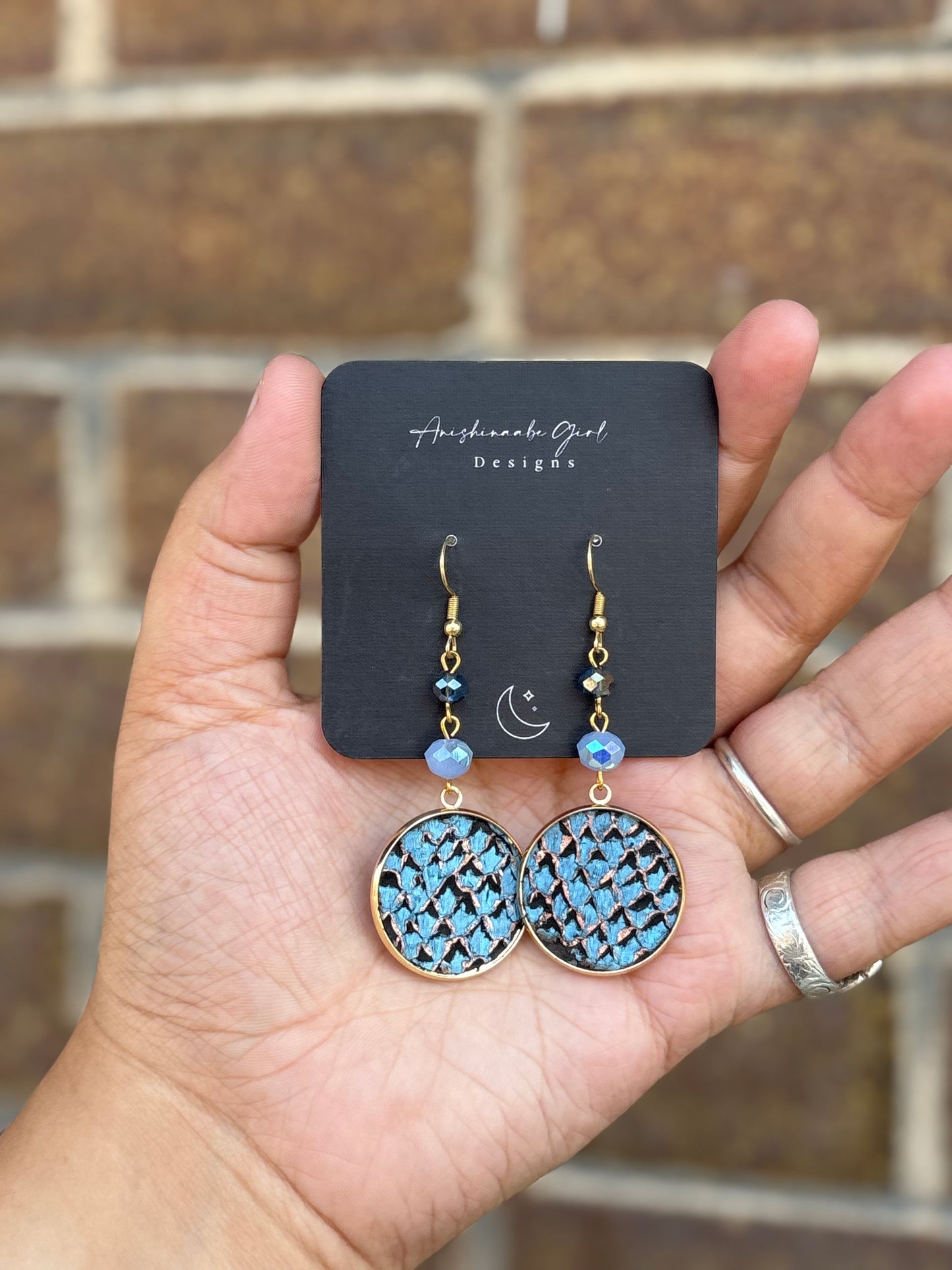 Periwinkle Salmon Leather Earrings